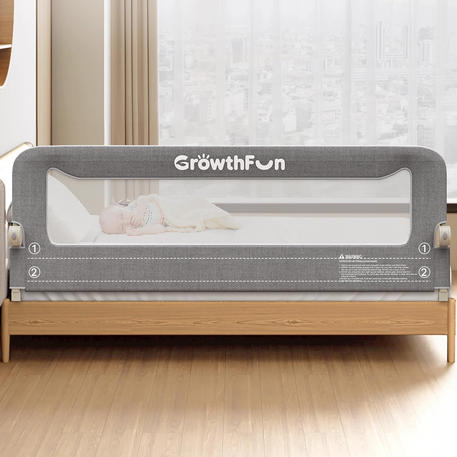 Foldable Bed Rail for Toddlers, 71in Reinforced Carbon Steel Frame&Connectors, Breathable Cationic Fabric - Safety Toddler Bed Rails for Queen, King, Twin, Full, No-Tool Setup. customer photo 1