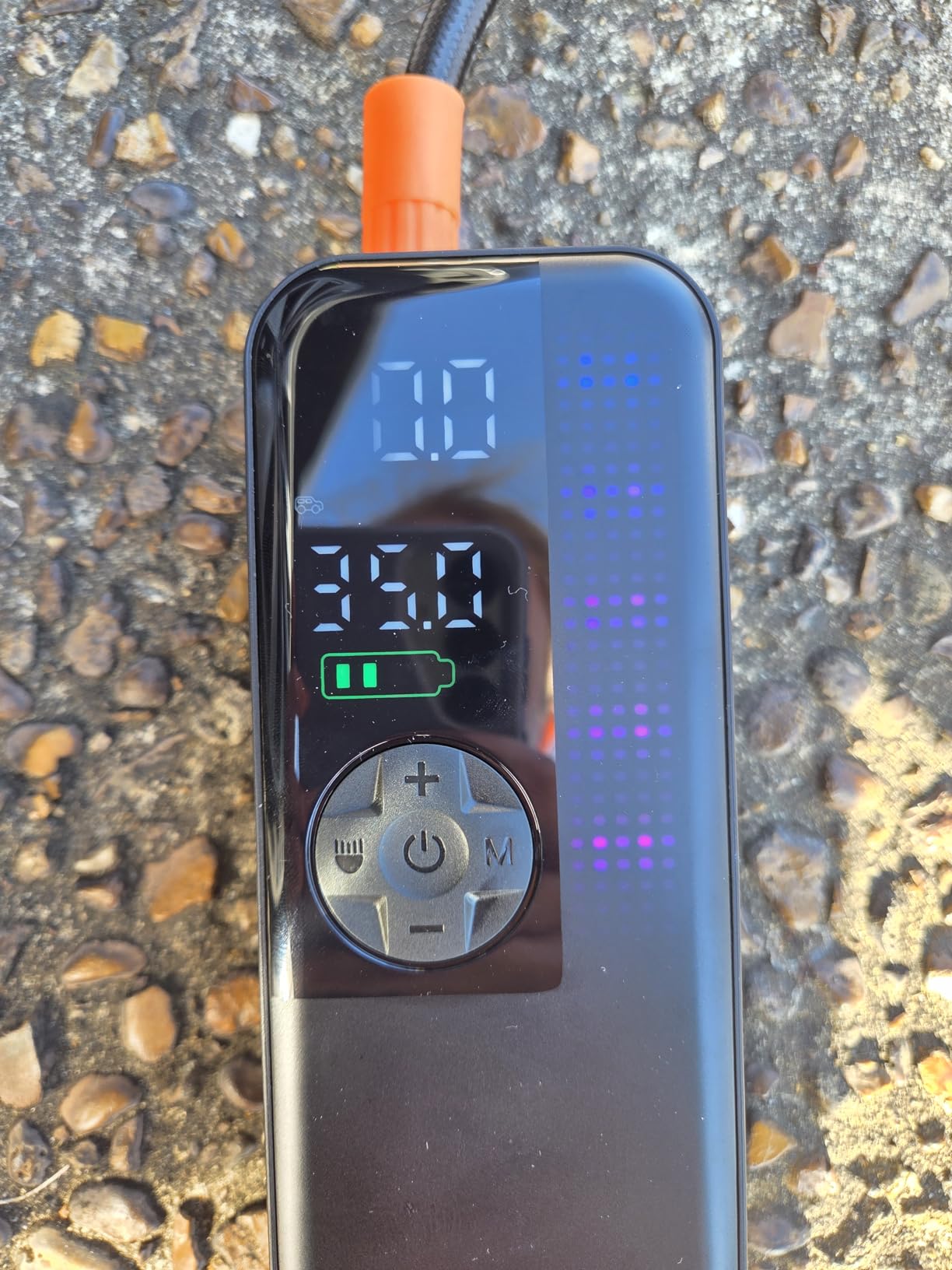 Tire Inflator Portable Air Compressor, 150 PSI Cordless Air Pump, Dual Power 6000mAh, 12V DC Car Plug, Fast Inflation 24L/Min, Auto Shut-Off, LED Light, 4 Preset Modes for Car, Bike, Motorcycle, Balls customer photo 2