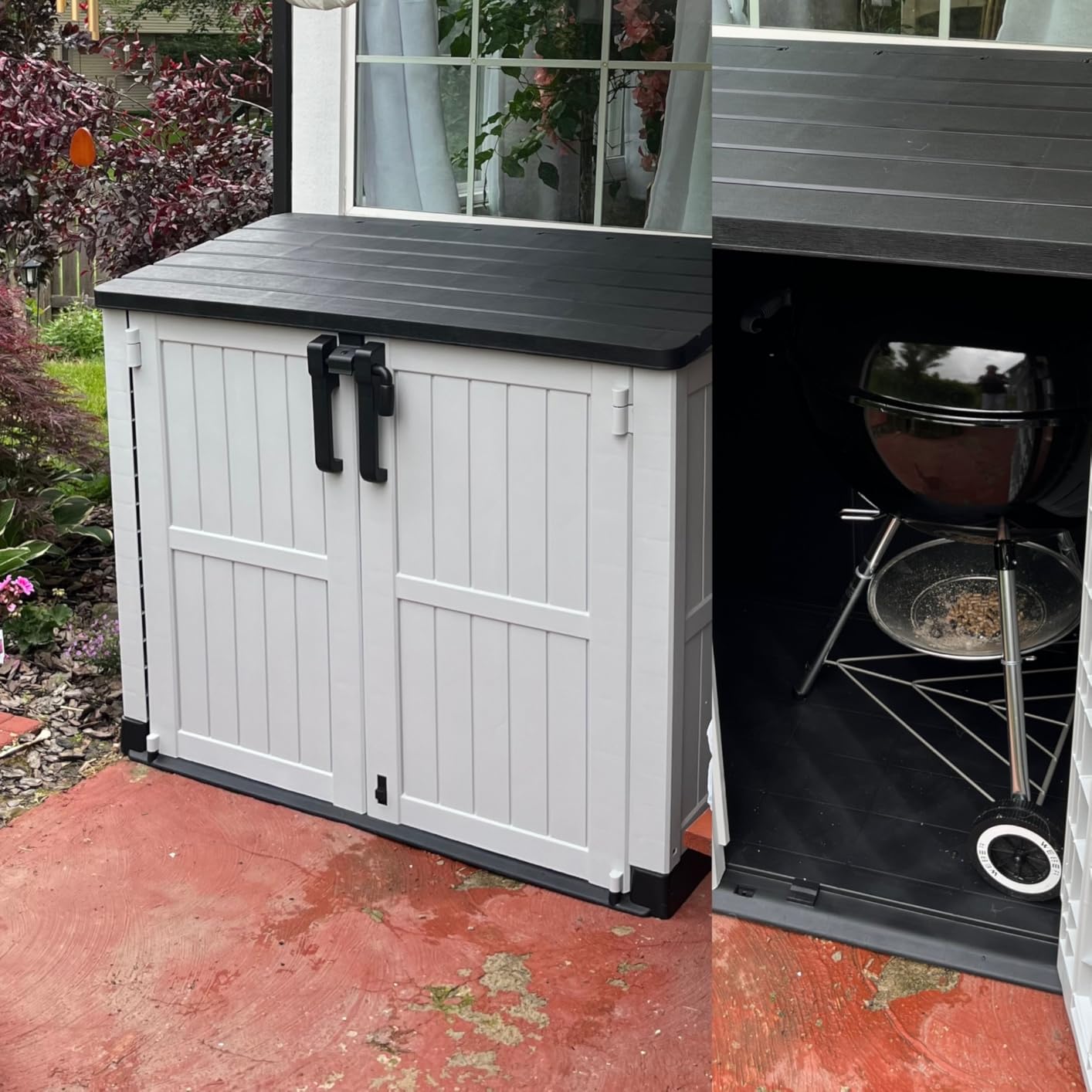 YITAHOME 8x8ft Outdoor Plastic Storage Shed with Floor, Extra Thick Waterproof Garden Shed with Lockable Door, Oval Vision Windows &Vents, 16mm Heavy Duty Tool Storage for Patio, Lawn, Bikes, Gray customer photo 2