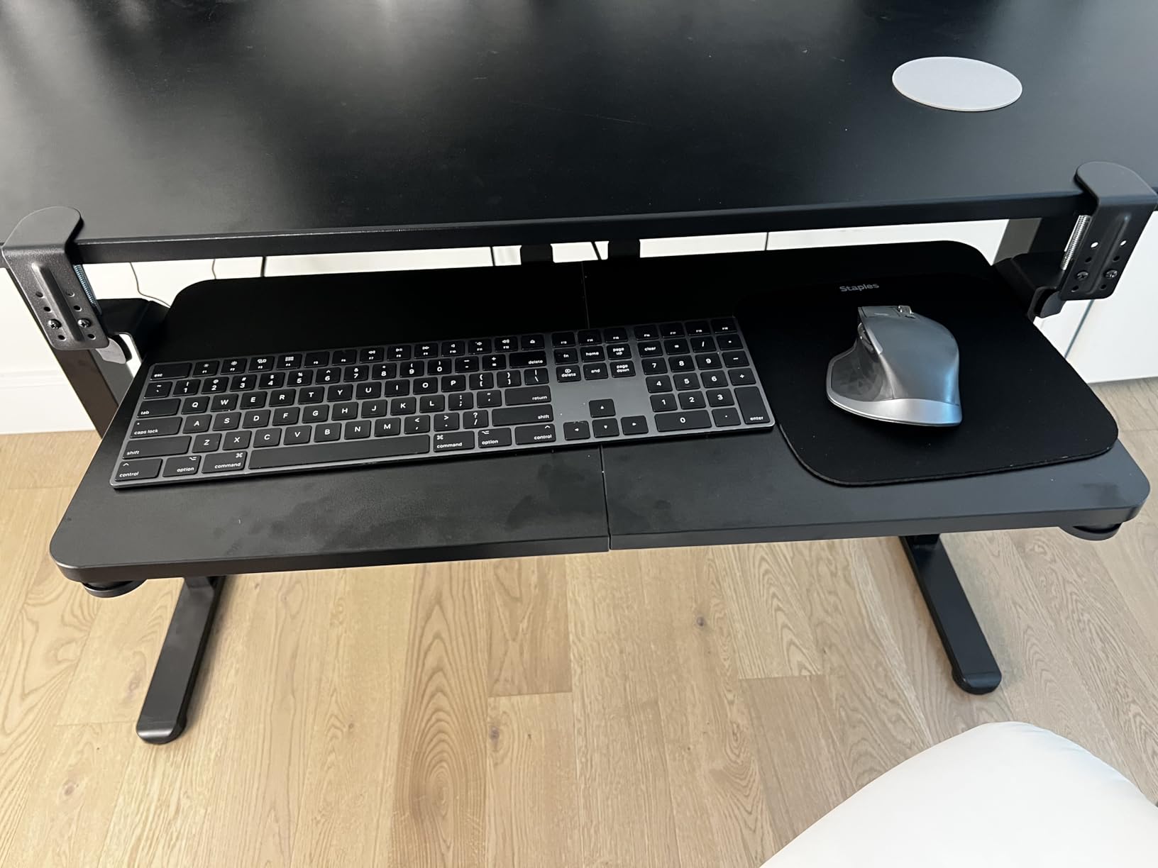 Ergonomic Mouse and Keyboard Tray Under Desk, Pull Out with Adjustable C-clamp, 20 x 11.8 Inch Slide Out Computer Keyboard Drawer Mouse Tray for Typing, Rustic Brown customer photo 2