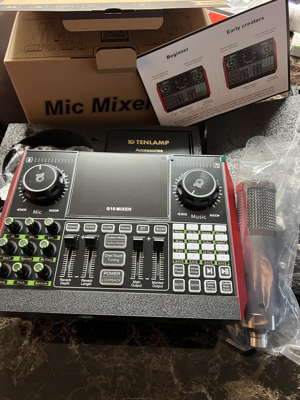 Podcast Equipment Bundle with 3.5mm Condenser Microphone for Pc/Phone Live Streaming Singing Gaming, Podcast Microphone Bundle with Live Sound Board Audio Mixer Denoise,DJ Sets customer photo 1
