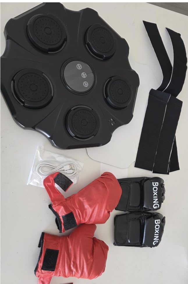 2025 Upgraded Music Boxing Machine - Interactive Punching Trainer, Large Size Wall Mounted Electronic Boxing Target with Adult & Kids Gloves, 9 Modes & 9 Speeds for Adults & Kids customer photo 2