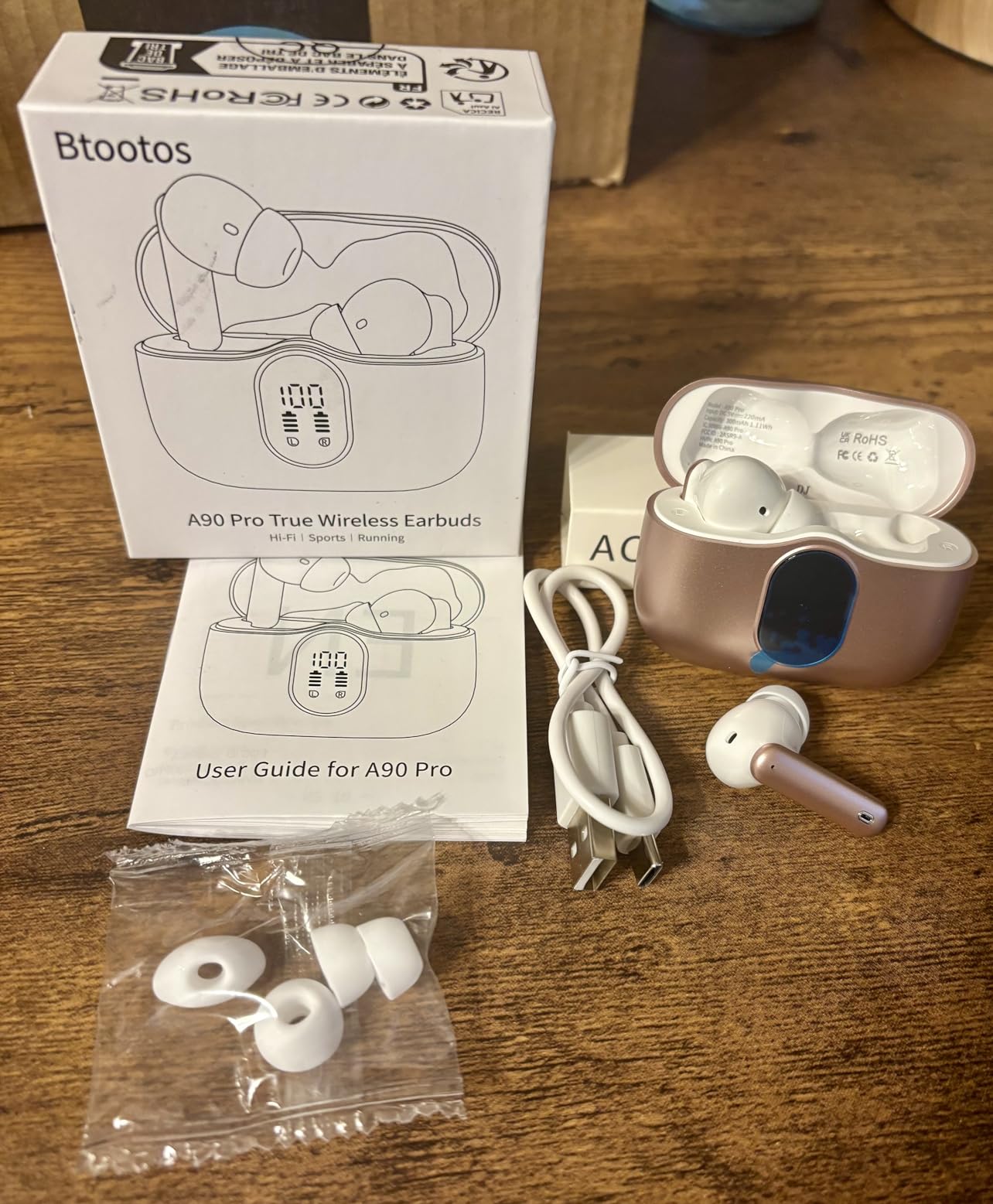 Wireless Earbuds, Bluetooth 5.4 Headphones Bass Stereo, Ear Buds with Noise Cancelling Mic, LED Display in Ear Earphones Clear Calls, IP7 Waterproof Bluetooth Earbuds for Phones/Sports/Laptop, Black customer photo 1