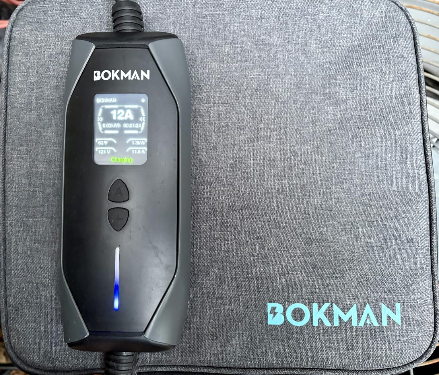 bokman Portable Level 2 & Level 1 EV Charger (240V, 16A), 20ft Cable and NEMA 6-20 Plug and NEMA 5-15 Adapter for Household Socket, Current Adjustable 6-16Amp (J1772 Connector) customer photo 2