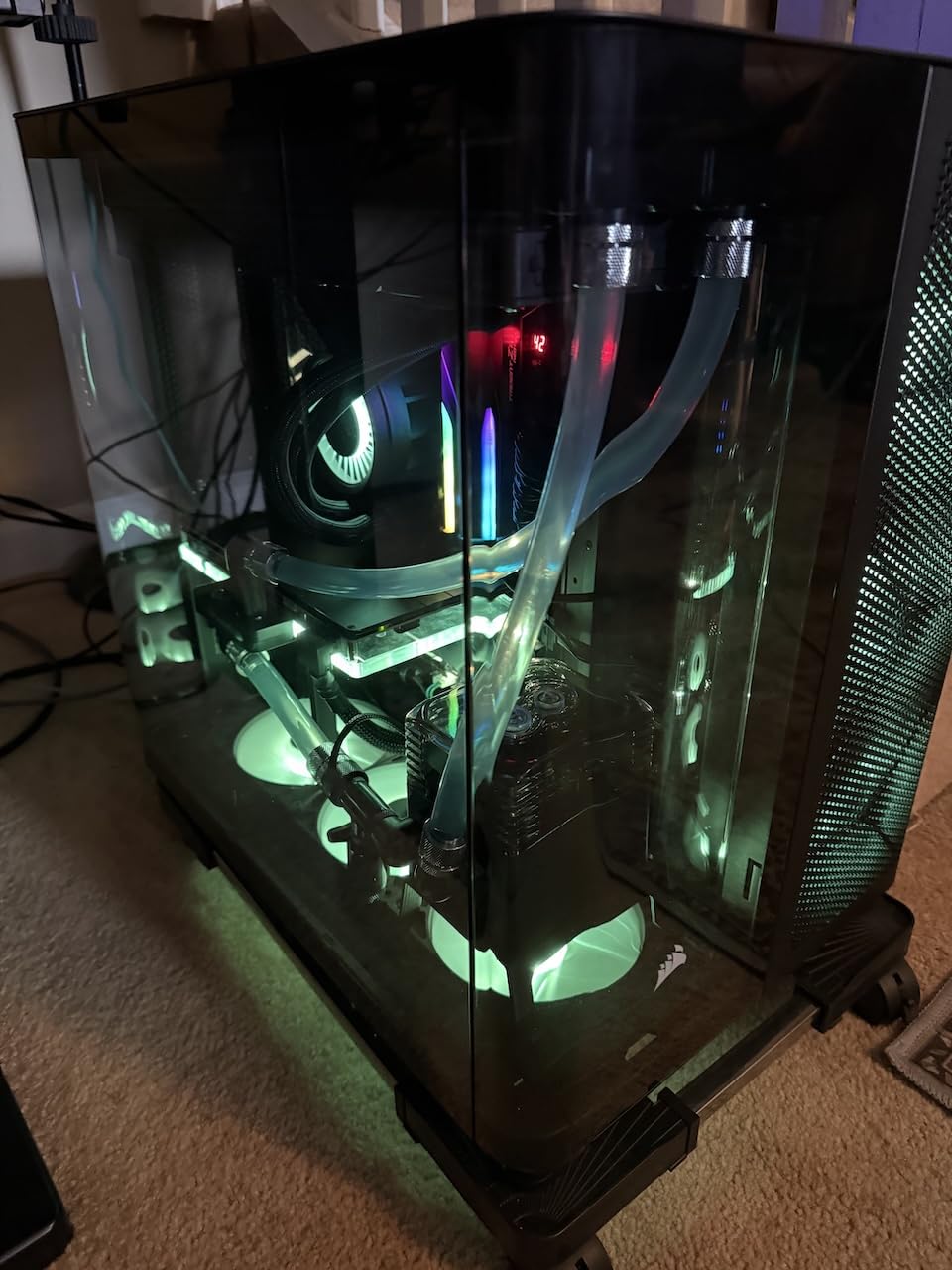 CORSAIR AIR 5400 RS-R ARGB Triple-Chamber Mid-Tower Panoramic PC Case - 3X Pre-Installed Reverse-Rotor RS120-R ARGB Fans, Low-Noise, High Airflow Ducts, Reverse Motherboard Support - Black customer photo 1