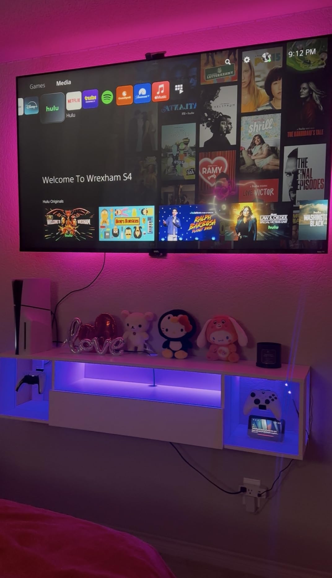 SogesPower Floating TV Stand Wall Mounted with Lights,LED TV Stand Floating Entertainment Center with Storage for Bedroom Living Room,Modern Floating Shelf for Under TV, Black 55inch customer photo 1