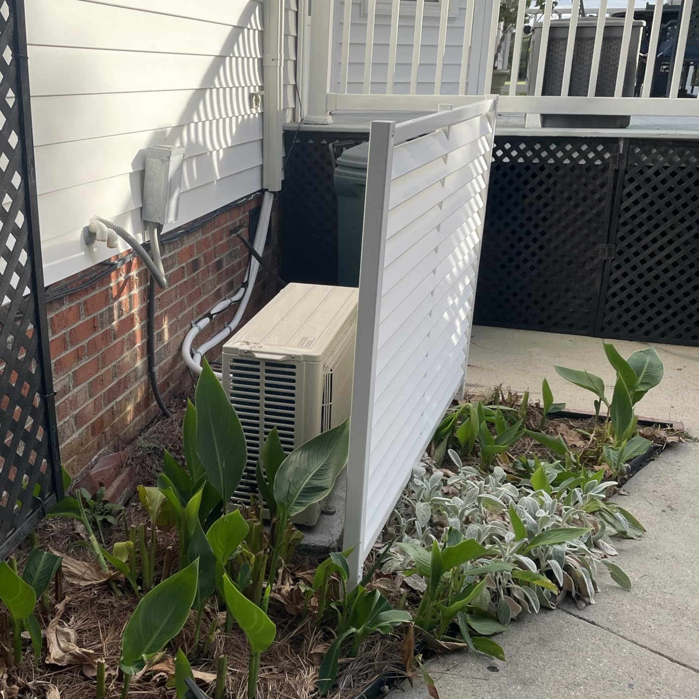 4ft H x 5ft W (1 Panel) No Dig Enclo Savannah Privacy Screen, Louvered White Vinyl Fence Panel, Trash Can Hider Outdoor, AC Fence, Pool Equipment Enclosure, Privacy Fence Panels, AZ18041 customer photo 1
