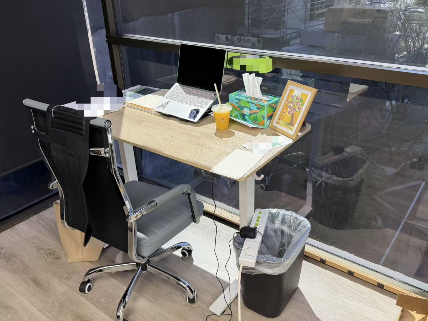 FEZIBO Standing Desk, 63x28 Inches Electric Height Adjustable, Sit Stand Up, Computer Office Desk with Splice Board, While Frame/While TOP customer photo 1