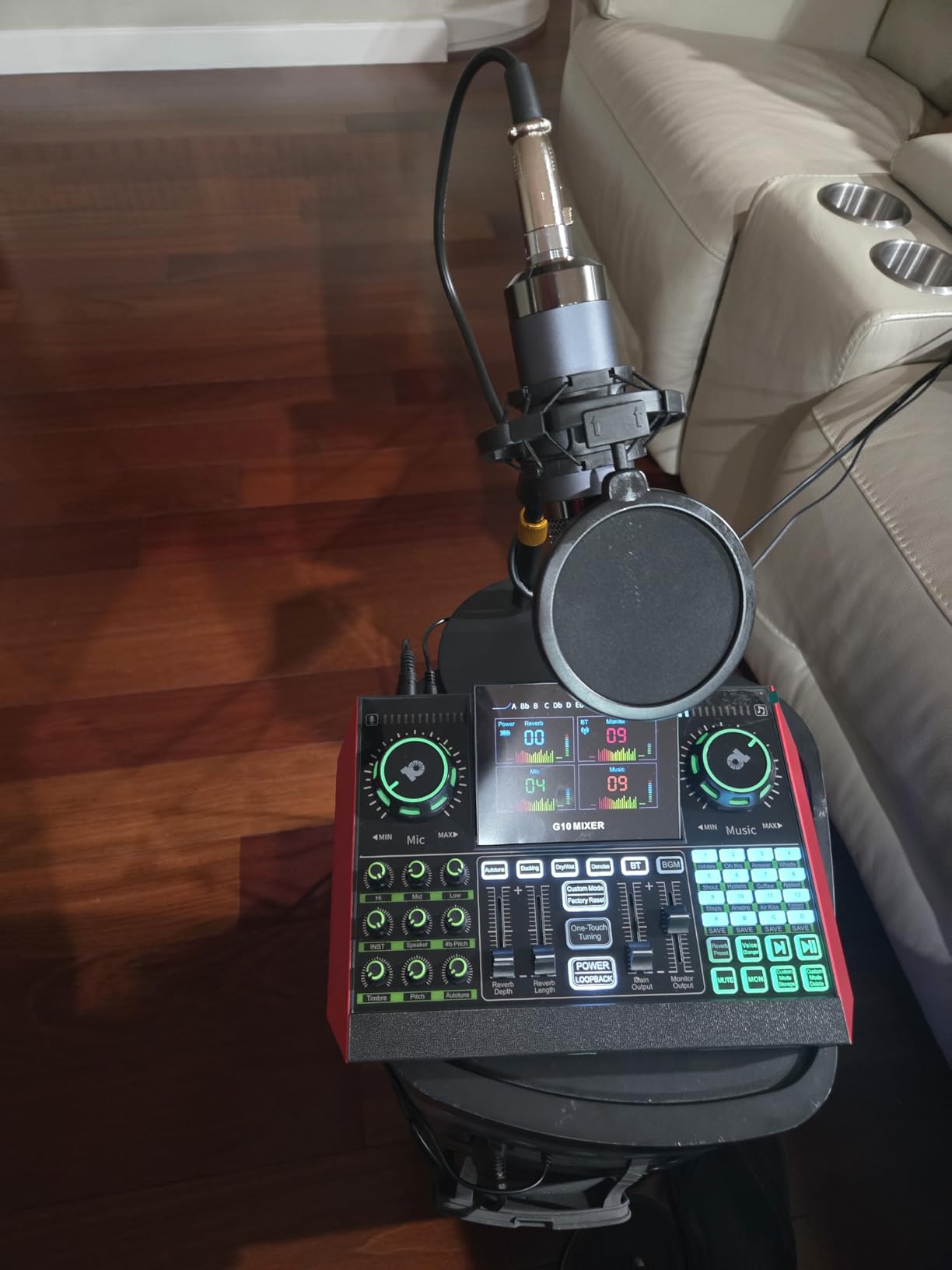 Podcast Microphone Bundle with Live Sound Board Audio Mixer, Podcast Equipment Bundle with 3.5mm Condenser Microphone(P15) for Pc/Phone Live Streaming Singing Gaming, Voice Changer, Denoise customer photo 2
