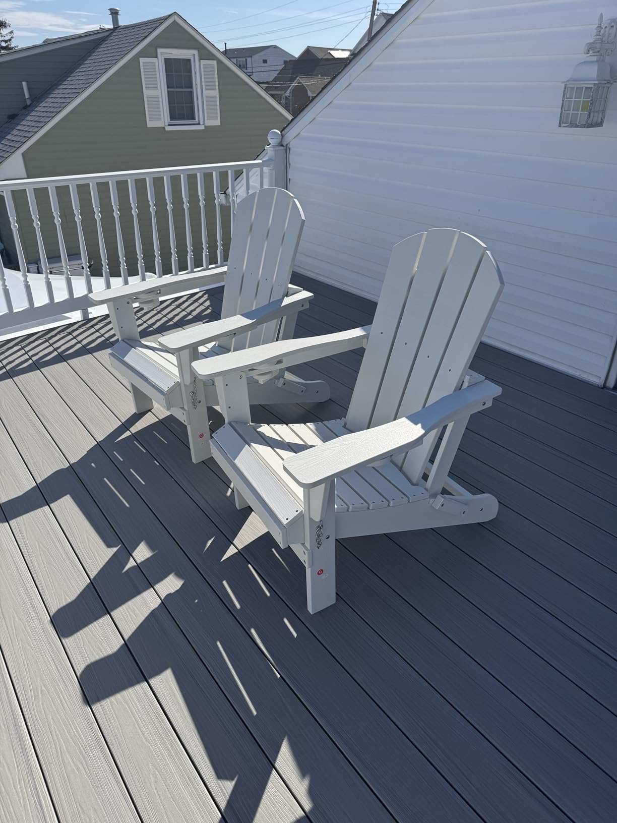 SERWALL Foldable Adirondack Chair Set of 4, HDPE Adirondack Chair with Wood-Texture-Gray customer photo 1