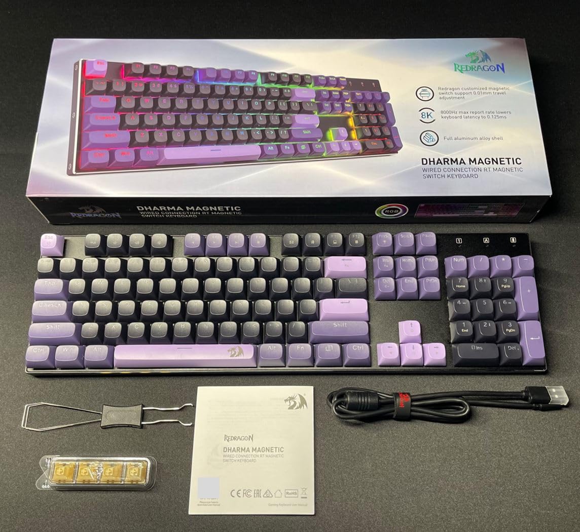 Redragon K556 HE Rapid Trigger Gaming Keyboard, 100% 104 Keys Wired Mechanical Keyboard w/Hyper-Fast Actuation, Dedicated Hall Effect Magnetic Switch, 2-Layer Noise Dampening, Original Aluminum Base customer photo 1