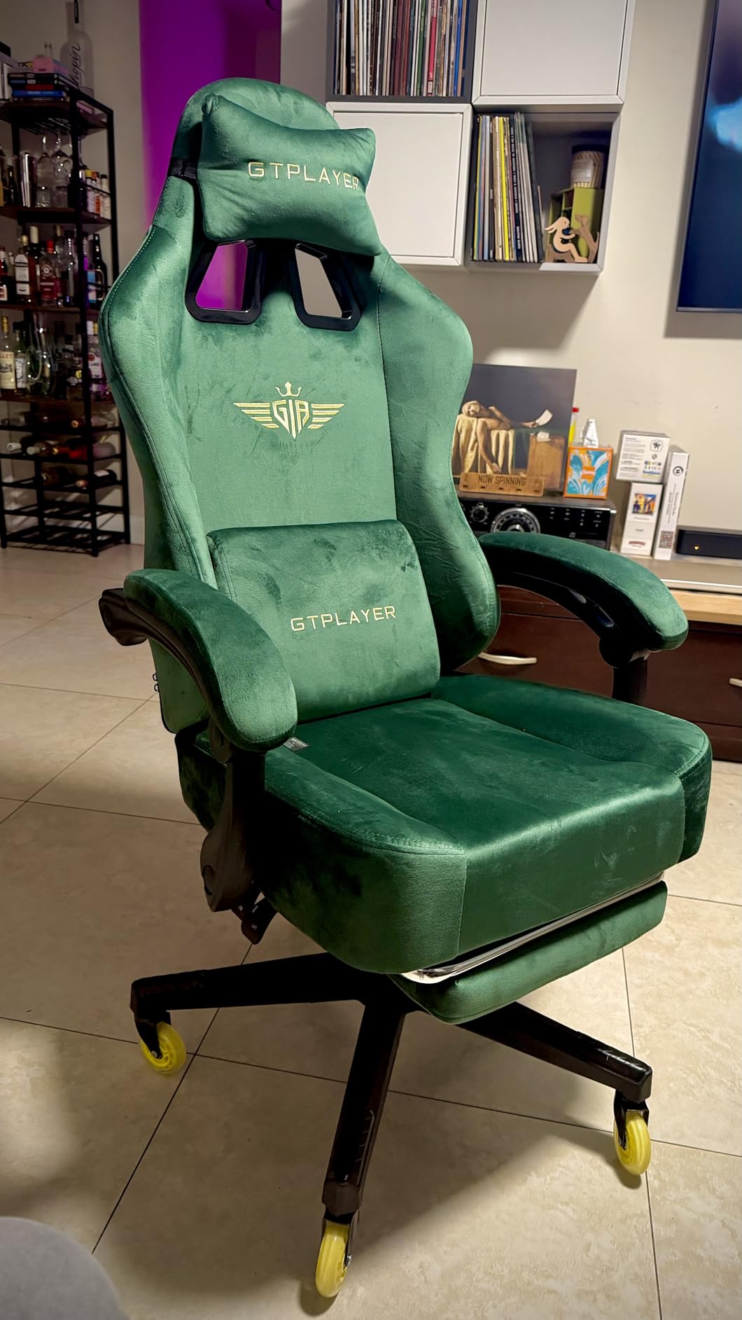 GTPLAYER Gaming Chair Fabric with Pocket Spring Cushion, Big and Tall Gamings Chairs 350LBS High Back Computer Chair with Footrest for Adults Lumbar Support Swivel Game Chair for Office Light Black customer photo 1