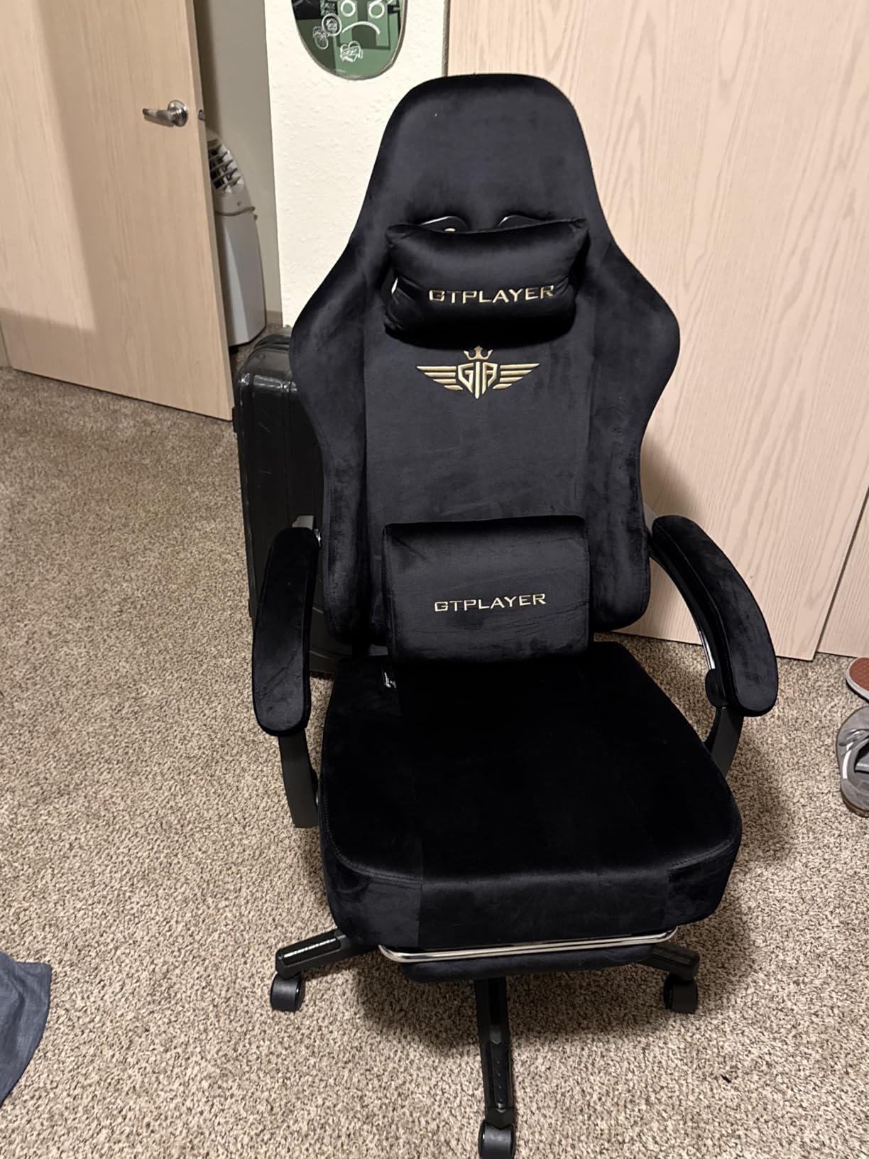 GTPLAYER Gaming Chair Fabric with Pocket Spring Cushion, Big and Tall Gamings Chairs 350LBS High Back Computer Chair with Footrest for Adults Lumbar Support Swivel Game Chair for Office Light Black customer photo 2