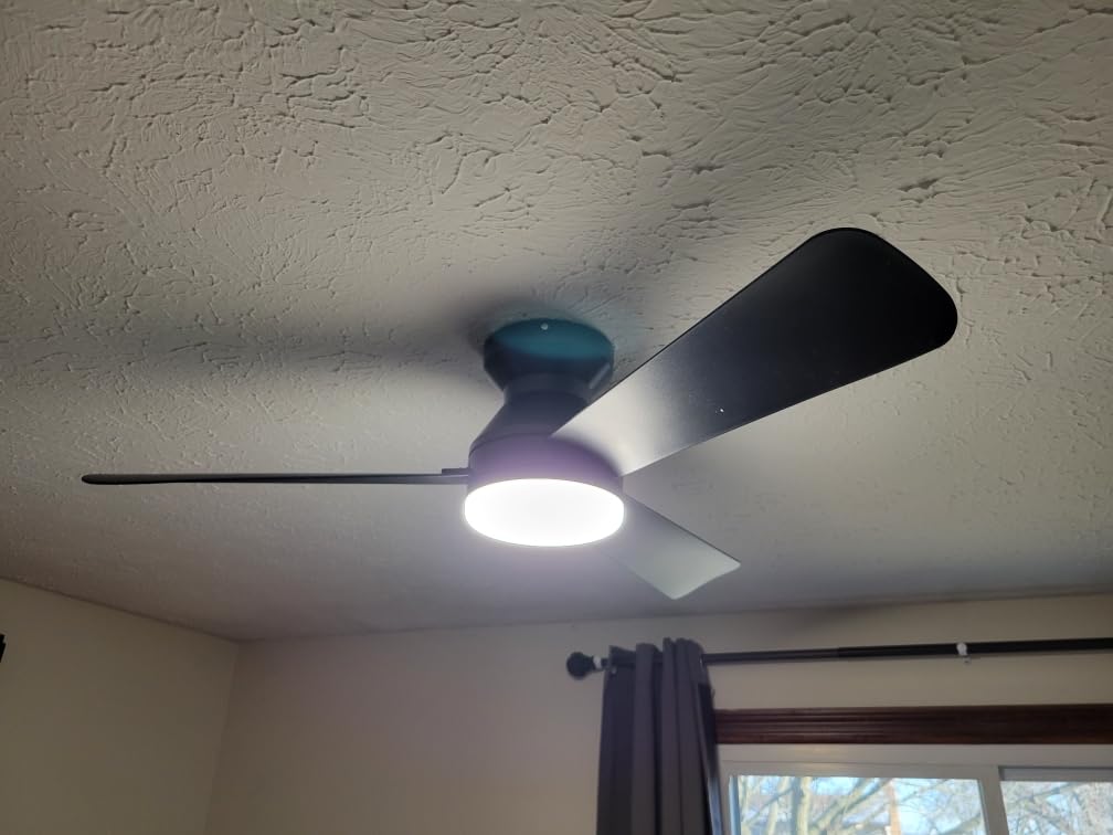 Ceiling Fans with Lights - 42 Inch Low Profile Ceiling Fan with Light and Remote, Reversible DC Motors, 3CCT Dimmable Timer Noiseless, Black Flush Mount Ceiling Fan for Bedroom/Living Room customer photo 1