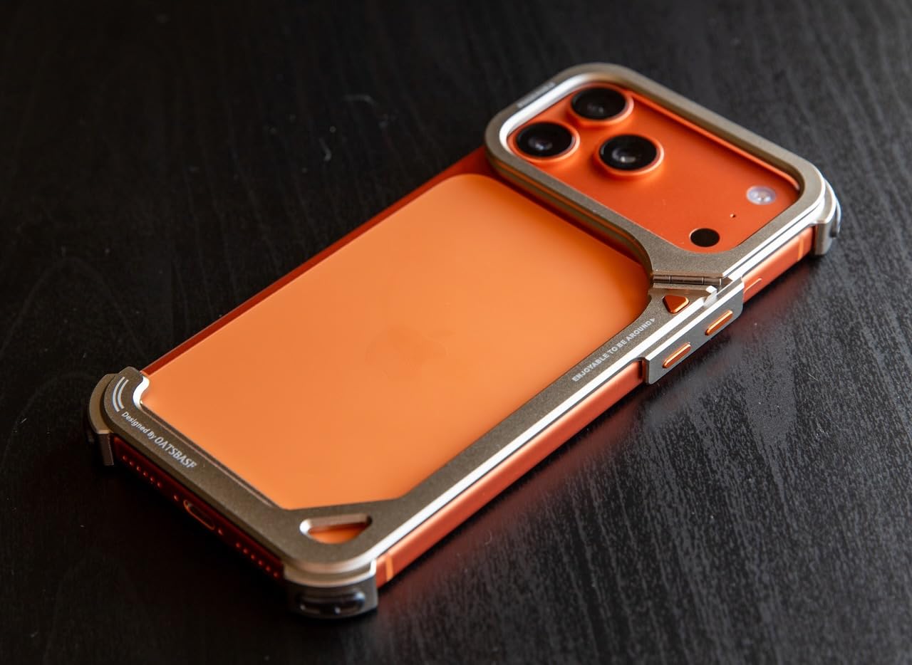 OATSBASF for iPhone 17 Pro Max Bumper Case Metal, Aluminum Frame Slim Fit No Back Design, Compatible with MagSafe, Shockproof Protection, Minimalist Frameless Phone Case, Natural Titanium customer photo 2