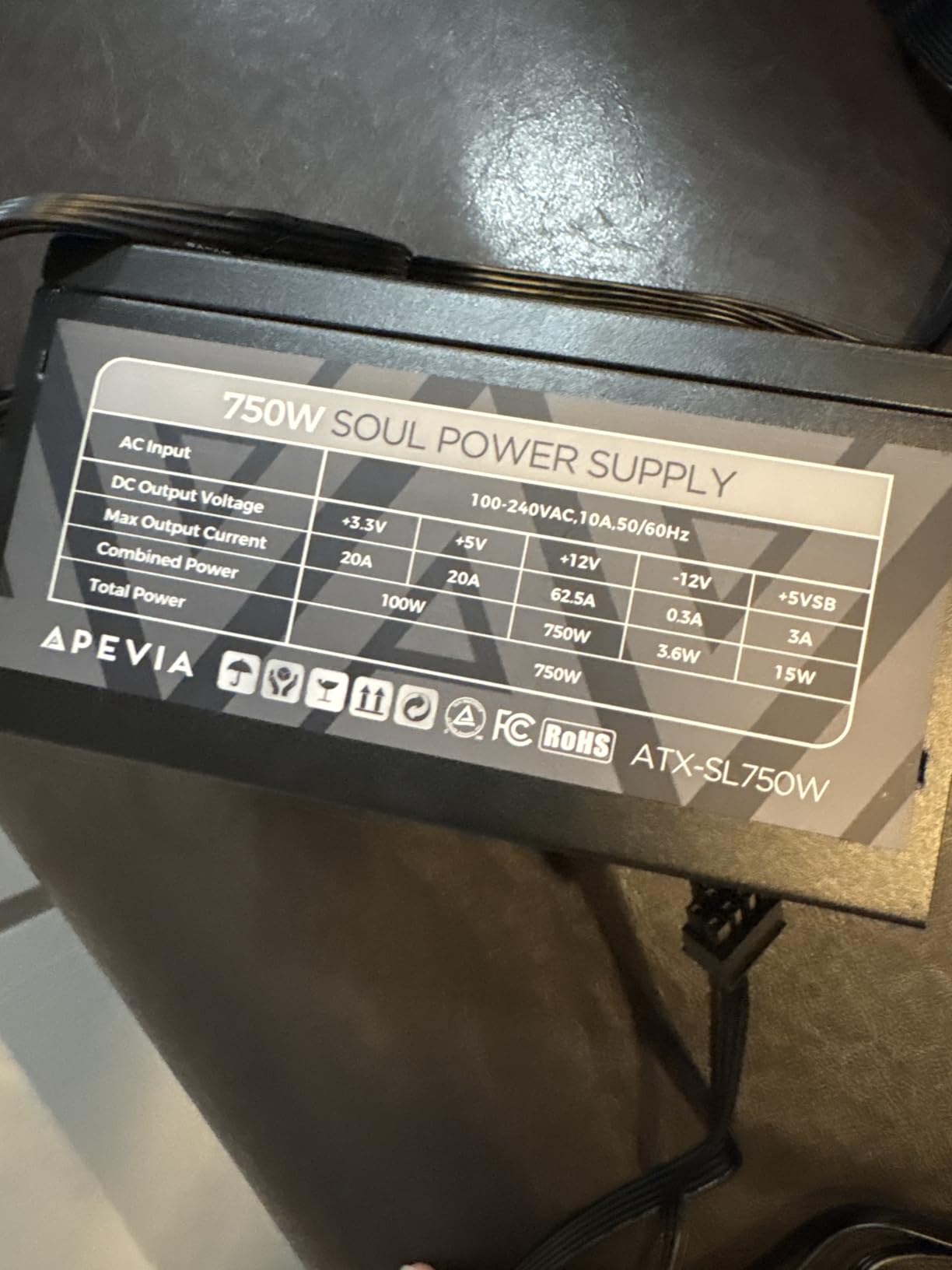 Apevia ATX-SL750W Soul 750W Fully Modular, ATX Active PFC, DC to DC Converter Design, 140mm Silent Fan, RoHS Compliance, Gaming Power Supply customer photo 1