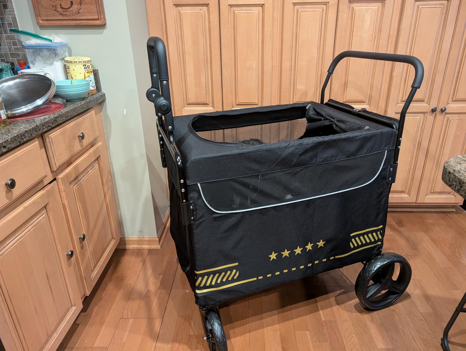 All Terrain Pet Stroller for Medium & Large Dogs with Ramp, Foldable Dog Stroller with Brakes, 3 Entrances, Dual Adjustable Handles with Reversible Push, 160lbs Weight Capacity customer photo 1