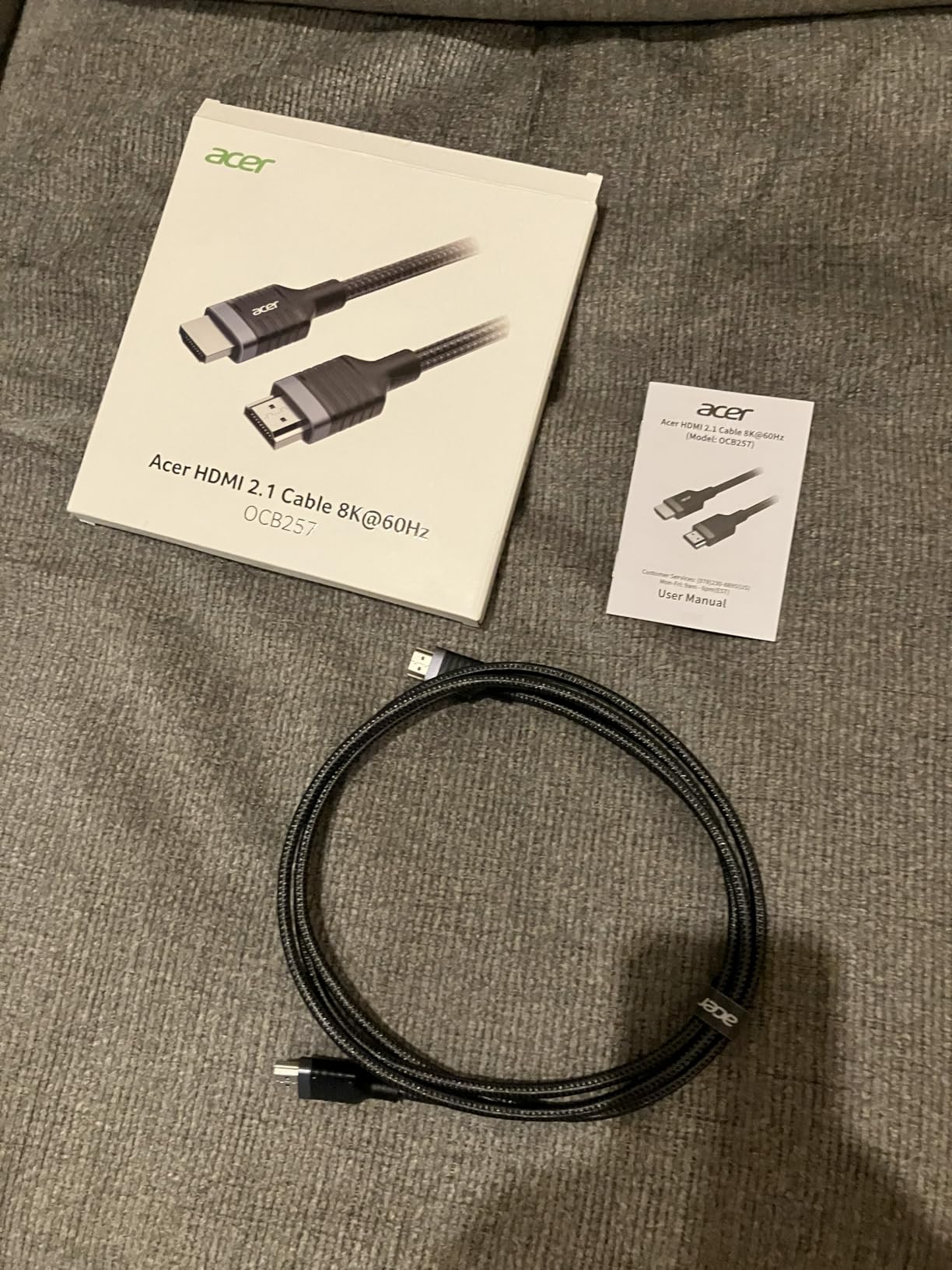 acer HDMI 2.1 Cable 6.6FT, [8K@60Hz, 4K@120Hz] 48Gbps Ultra High-Speed Braided Cord Supports HDR10+/HDCP 2.2 & ARC/eARC, Certified HDMI Cable Compatible with PS5, PS4, Xbox, Monitors, Laptops, HDTV customer photo 1