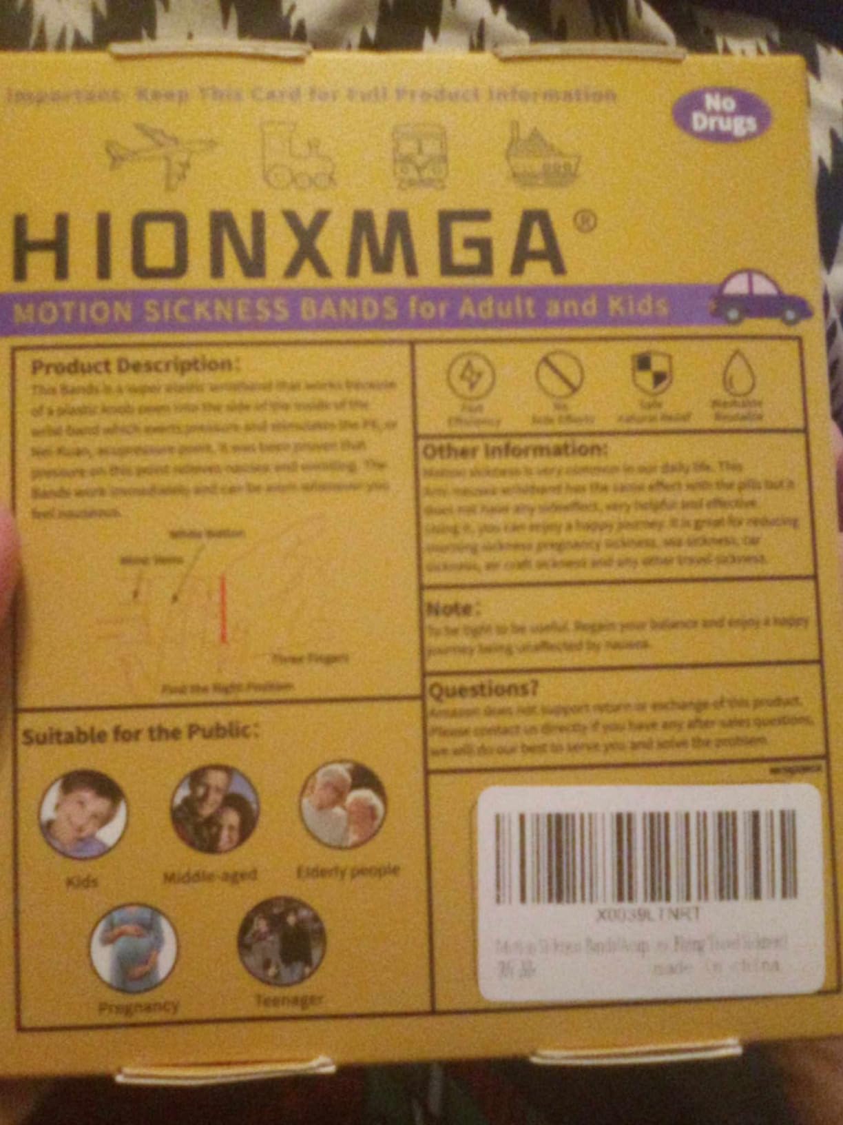 HIONXMGA 6 Pairs Motion Sickness Bands - Natural Anti Nausea Acupressure Wristbands for Morning & Motion Sickness Relief - Ideal for Car, Cruise & Flight Travel - for Adults and Kids customer photo 1