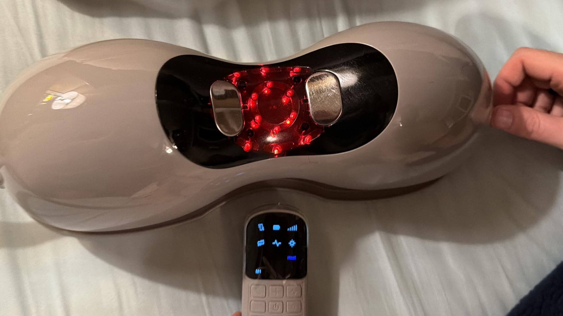 Heated Neck Stretcher with Red Light Therapy, Wireless Cervical Traction Device for TMJ Pain Relief and Shoulder Relaxer, Neck Traction Massager Pillow for Home/Office Used, Grey customer photo 2