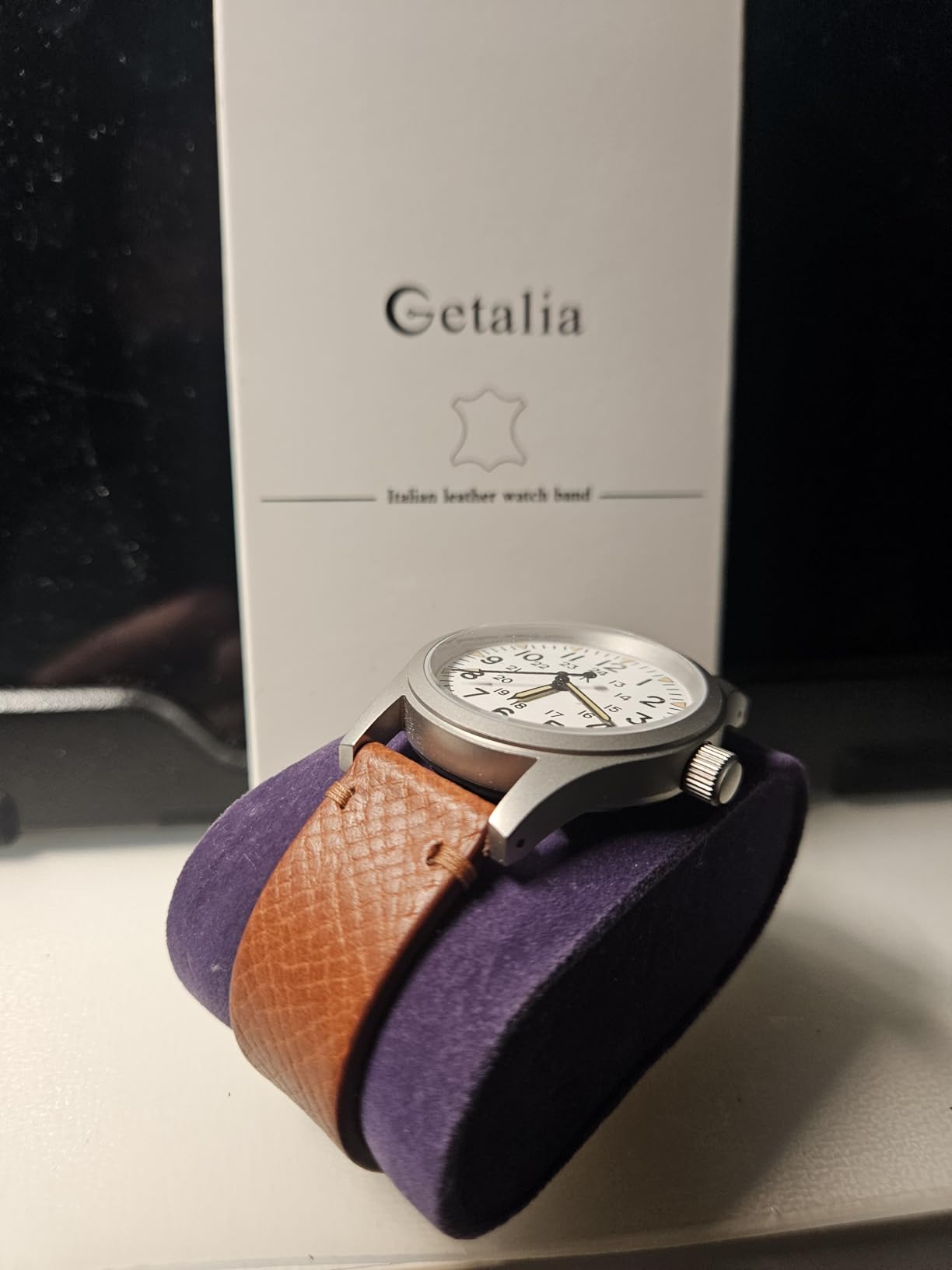 Getalia Italian Leather Watch Band | Tuscany Vegetable-Tanned Full Grain Calfskin Palm Grain Strap, Quick Release Watch Band with Folding Clasp customer photo 1