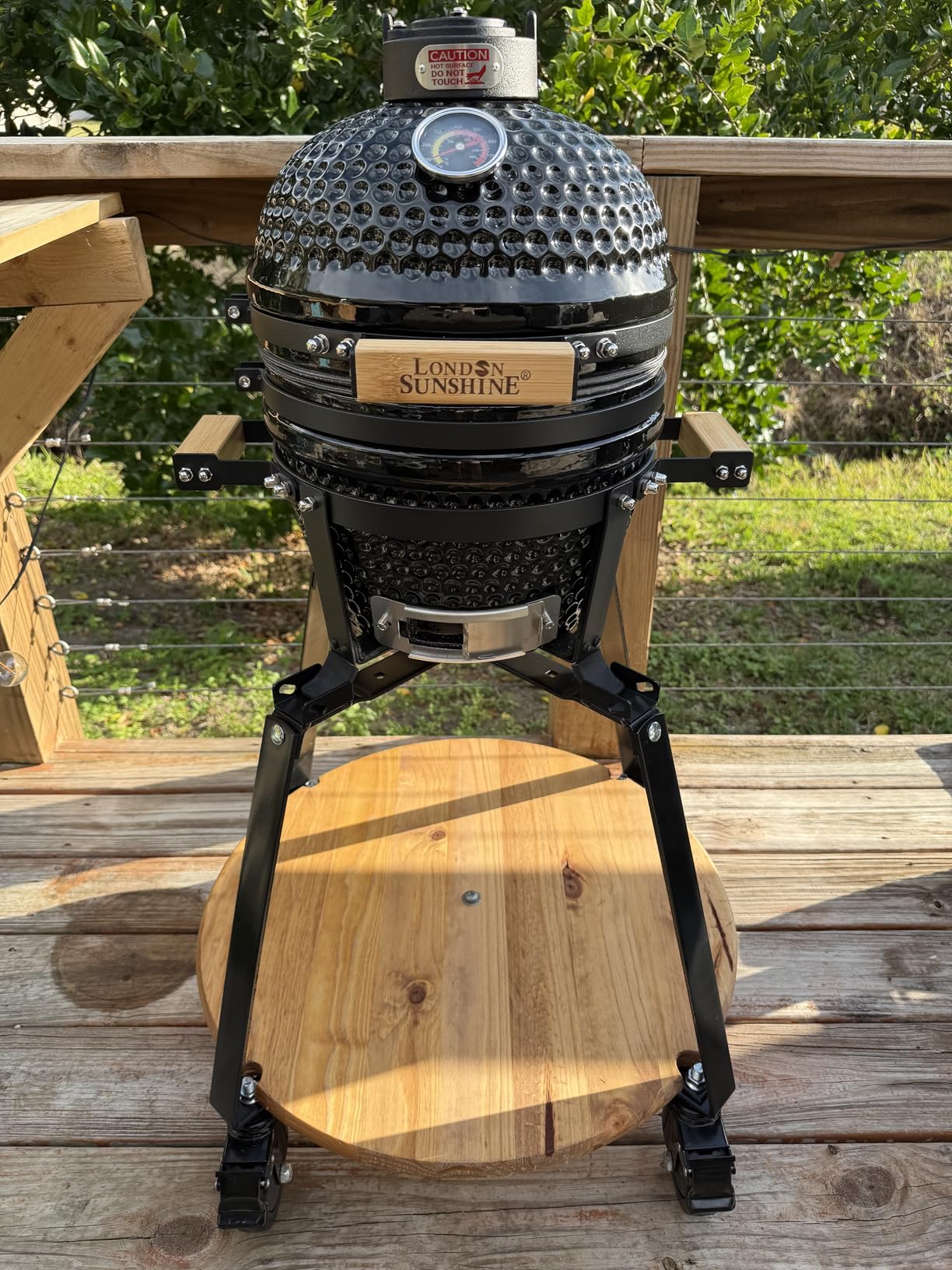 Upgraded 13 inch Ceramic Kamado Grill with Waterproof Air Vent Cap | Portable Tabletop Charcoal BBQ Grill Smoker for Outdoor Cooking, Patio, Camping | Red customer photo 1