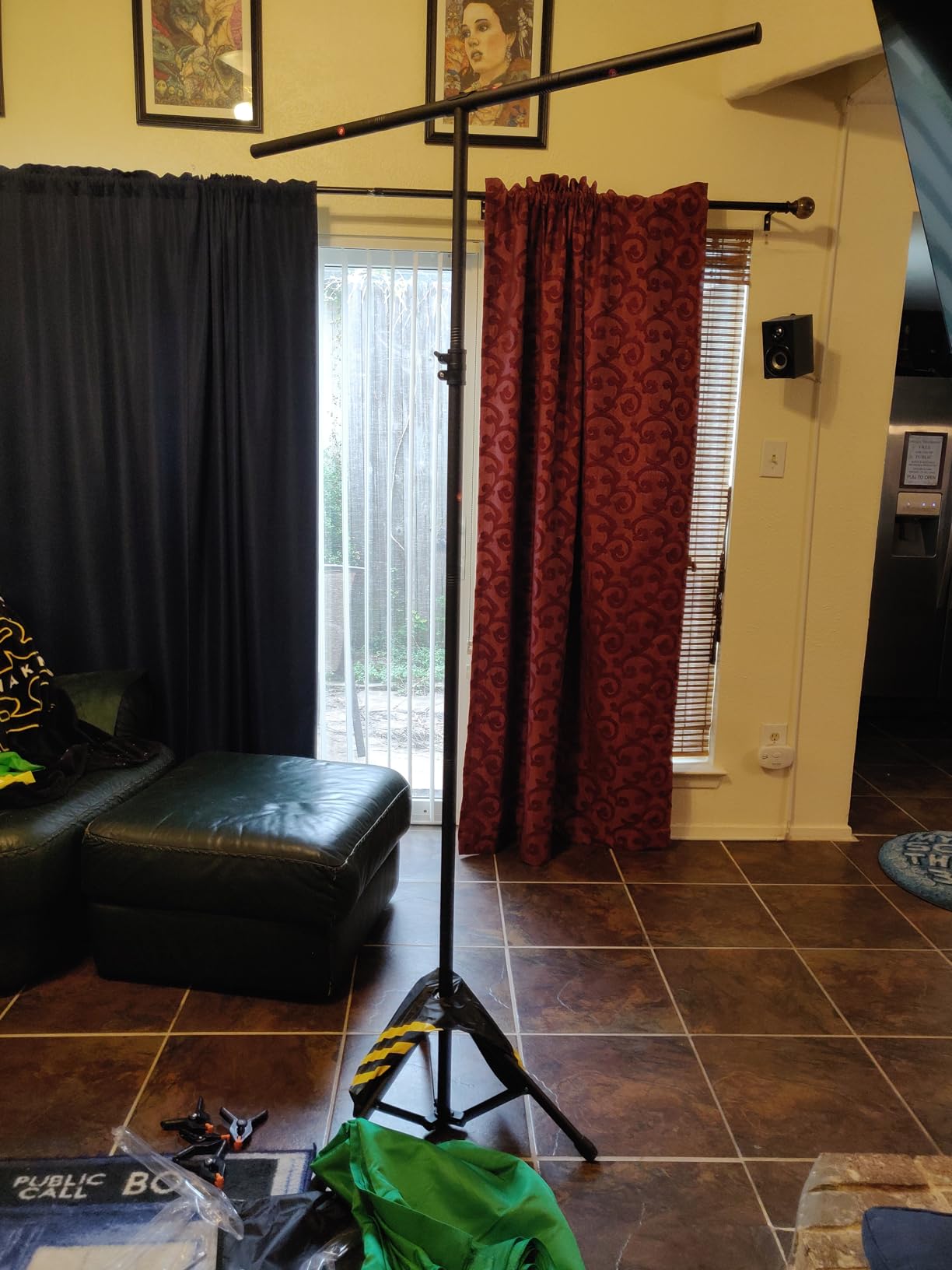 Green Screen Backdrop with Stand, 8x7.2ft Portable Greenscreen Background with Stand, T-Shape Green Screen Stand kit with 6 Spring Clamps, Sandbag, Carry Bag for Zoom, Video customer photo 2