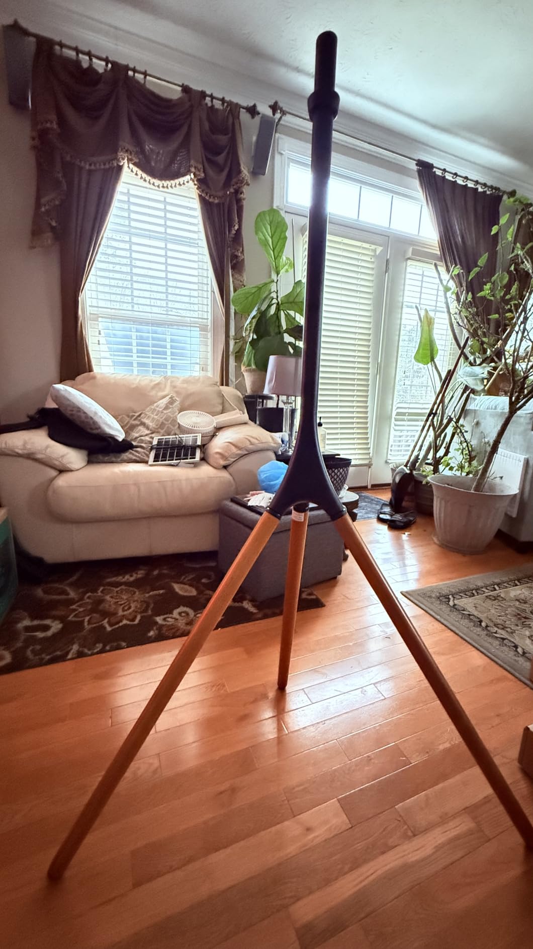 Artistic Easel TV Stand for 43-65 Inch TVs, 180° Swivel Tripod TV Stand up to 88 lbs, Floor TV Mount with Cable Management for Bedroom, Living Room and Corner, Max VESA 600x400mm, Black Walnut customer photo 2