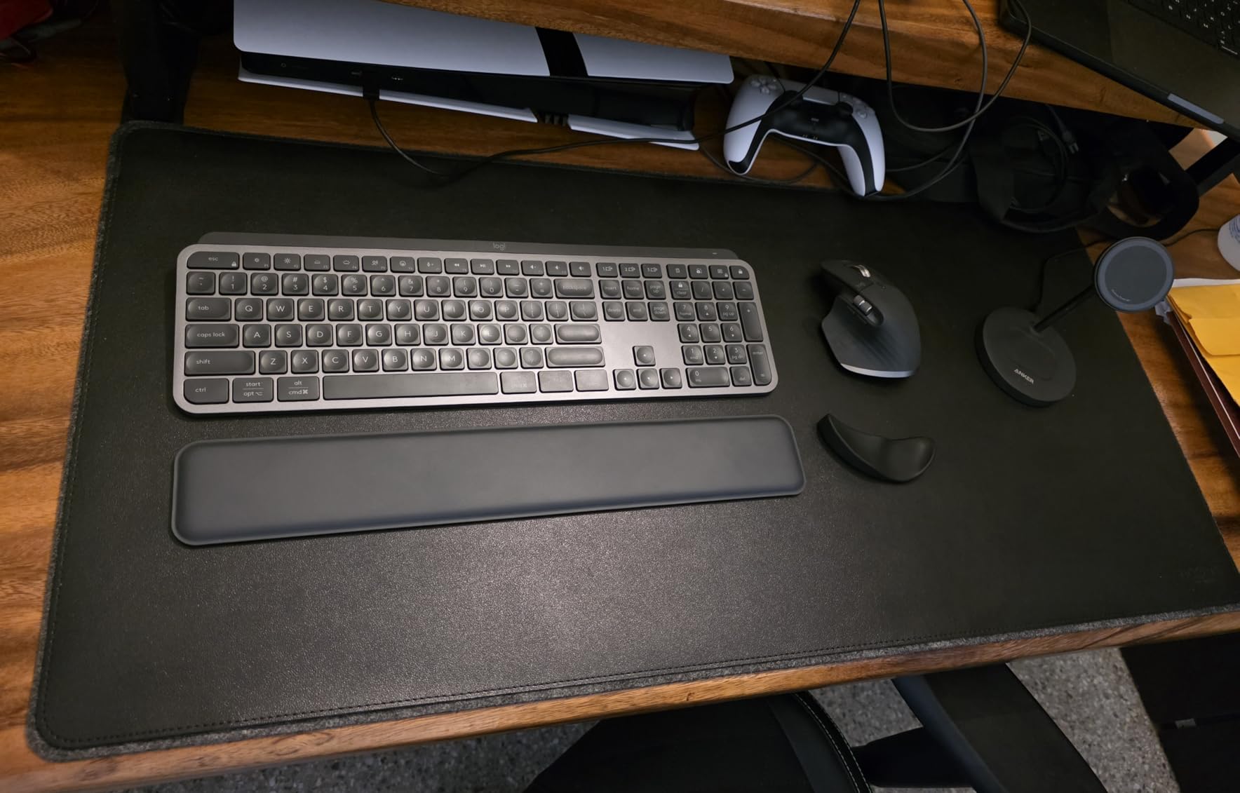 Nordik Felt and Leather Desk Mat - Willow Haze Sage - 35x17 Inch Felt and Vegan Leather Desk Blotter with Document Hideaway - Large Computer Mats for Desktop - Ideal Keyboard Mat for Office and Home customer photo 1
