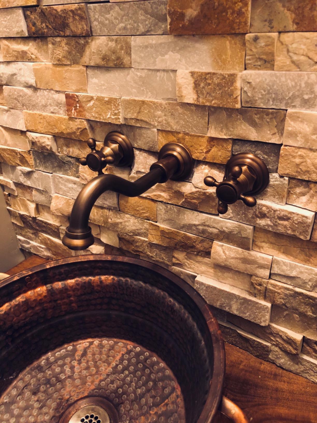 SUMERAIN Traditional Brushed Nickel Wall-Mounted Vessel Faucet, 3 Holes Cross Handles Bathroom Lavatory Sink with Included Rough-in Valve customer photo 1