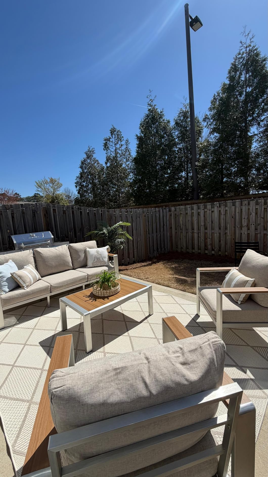Aluminum Outdoor Patio Furniture Set with Coffee Table, 5 Piece Patio Conversation Sets, Outdoor Sectional Furniture for Porch, Balcony, Yard, Gray customer photo 1