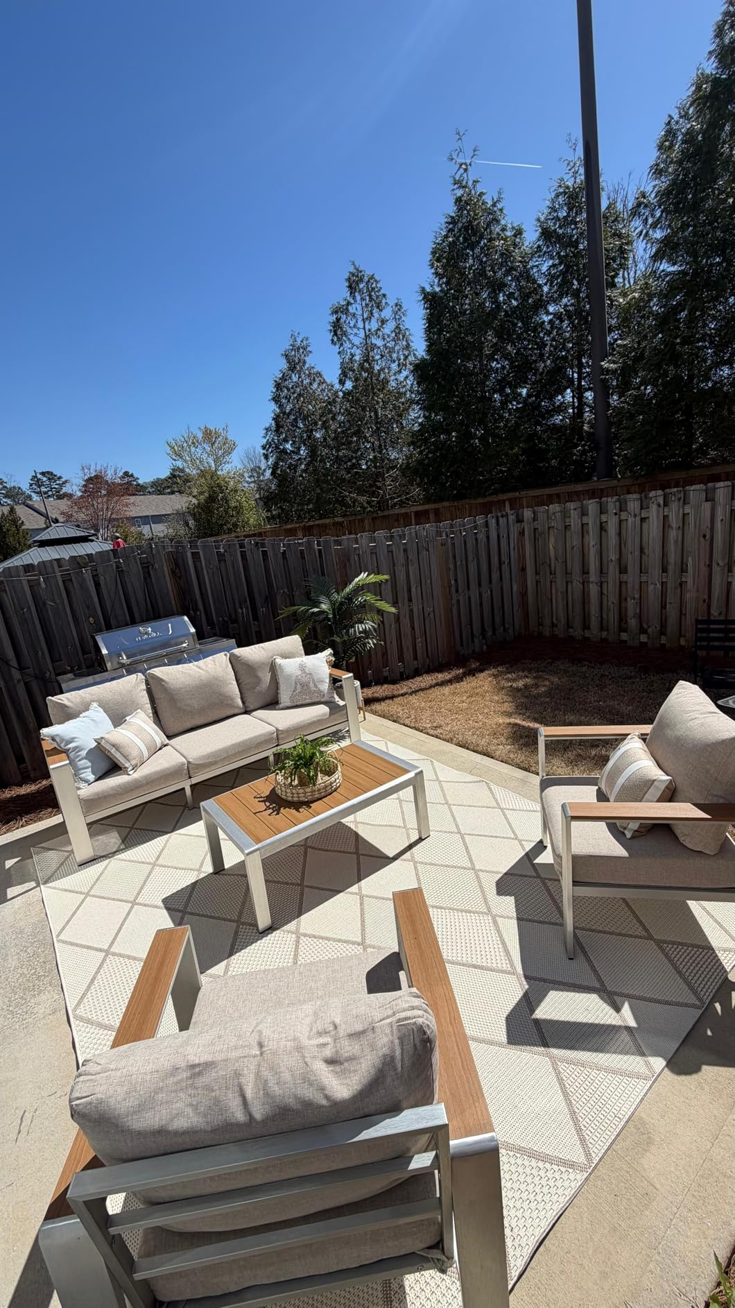Aluminum Outdoor Patio Furniture Set with Coffee Table, 5 Piece Patio Conversation Sets, Outdoor Sectional Furniture for Porch, Balcony, Yard, Gray customer photo 2