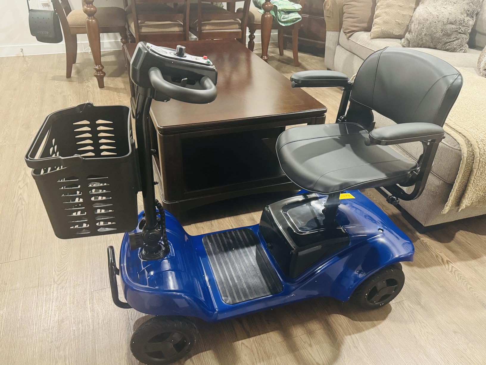 Mobility Scooter for Adults, 4 Wheel Mobility Scooter, 15 Miles Range, 300LBS Capacity, Lightweight and Portable, with LED Headlights and Basket, Charger Included, Gifts Suitable for Elders, Blue customer photo 2