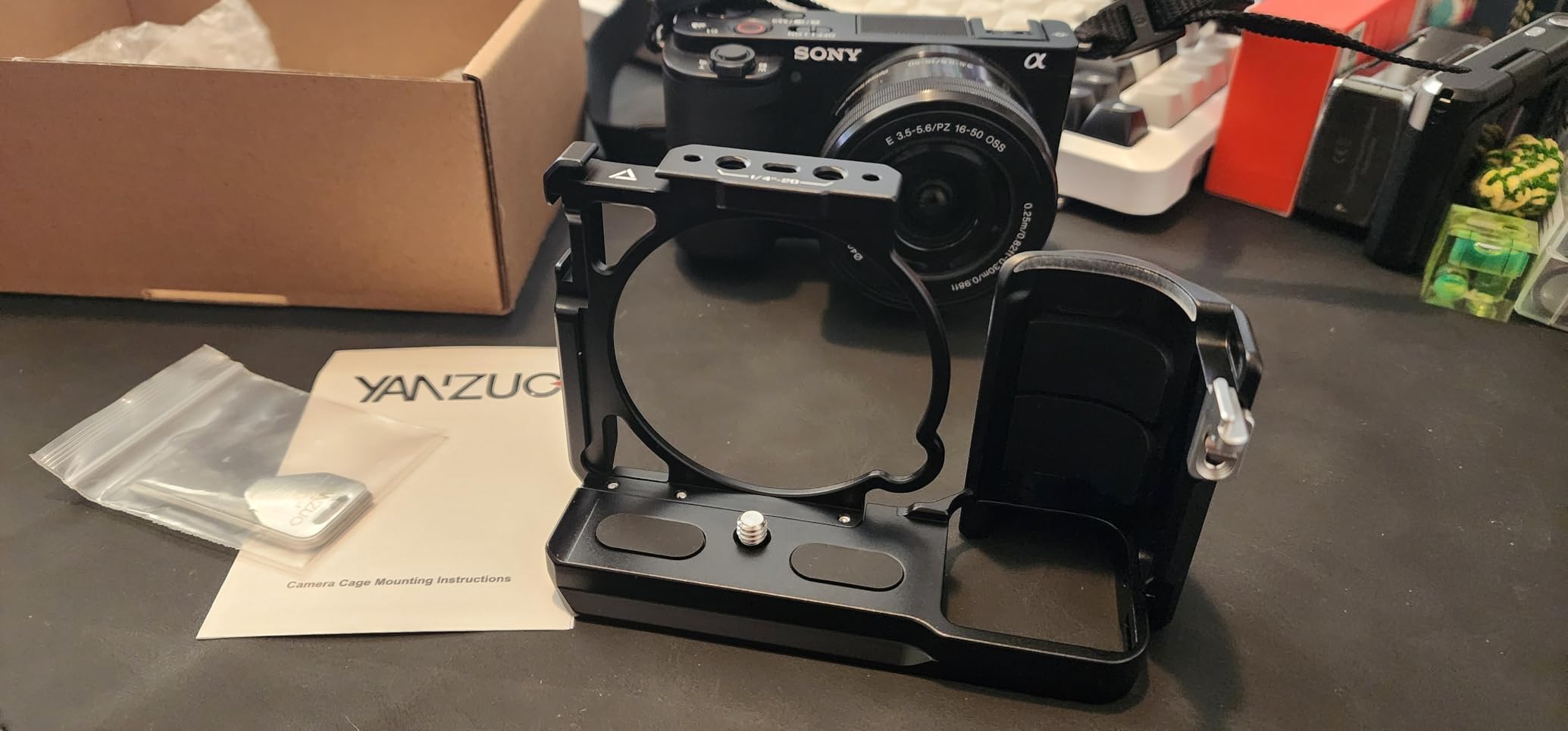 Camera Cage for Sony ZV-E10, 155g Aluminum Rig with Anti-Slip Silicone Handle, Arca-Swiss Base & Two Cold Shoes for YouTube/TikTok Video Making (Black) customer photo 2