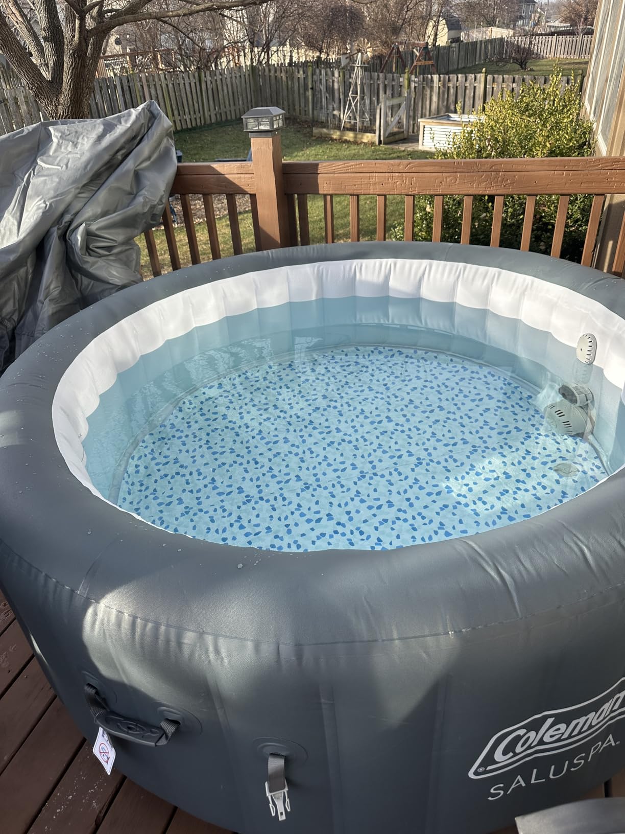 Coleman Miami 2 to 4 Person Inflatable Hot Tub, Round Energy-Efficient Portable Outdoor Spa with 120 AirJets, 71