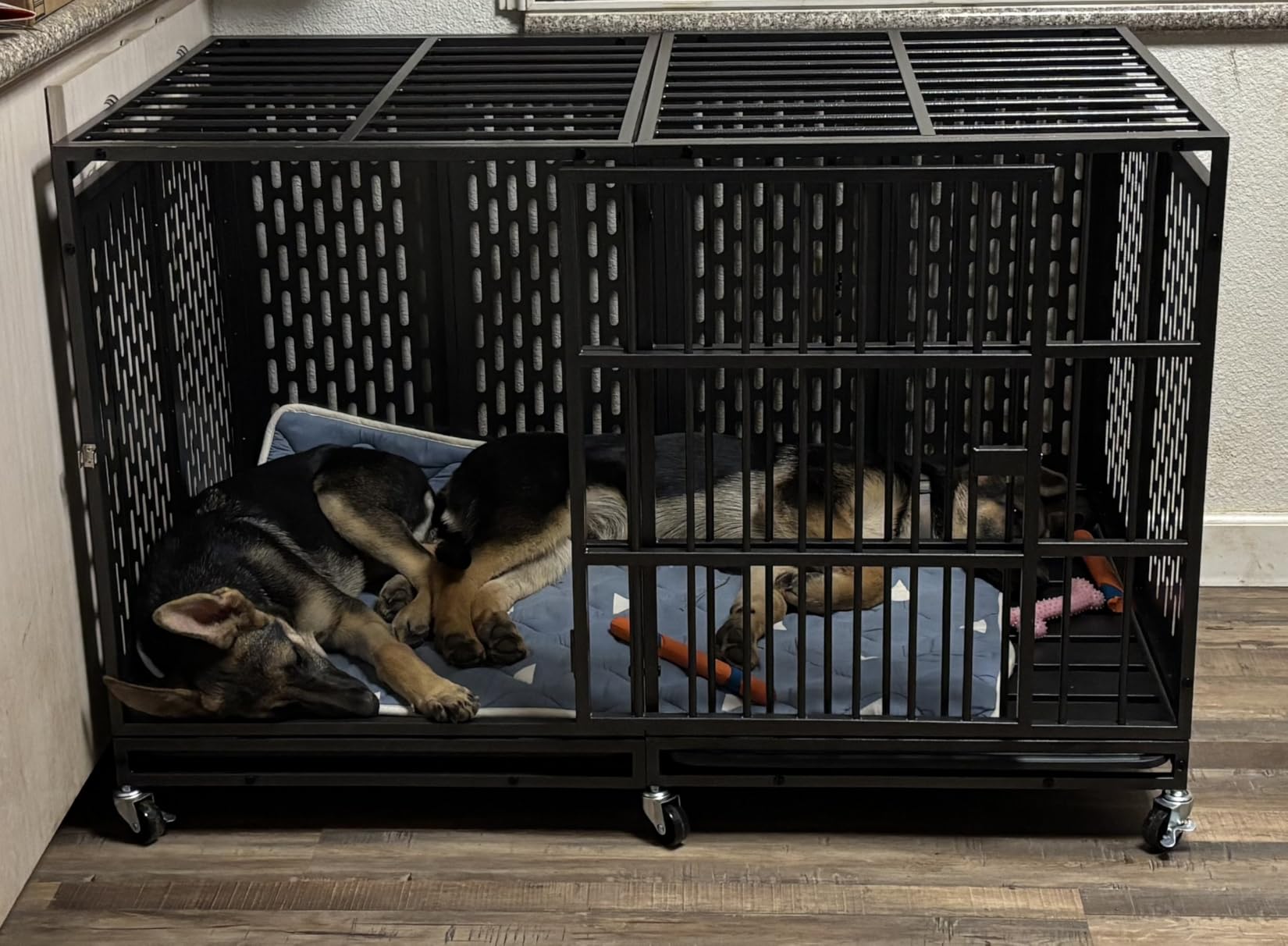 Snuowu 48 Inch Heavy Duty Dog Crate with Wheels, Metal Big Dog Cage for Large and Medium Dogs, Extra Large XL XXL Indestructible Dog Crate with Removable Tray customer photo 2