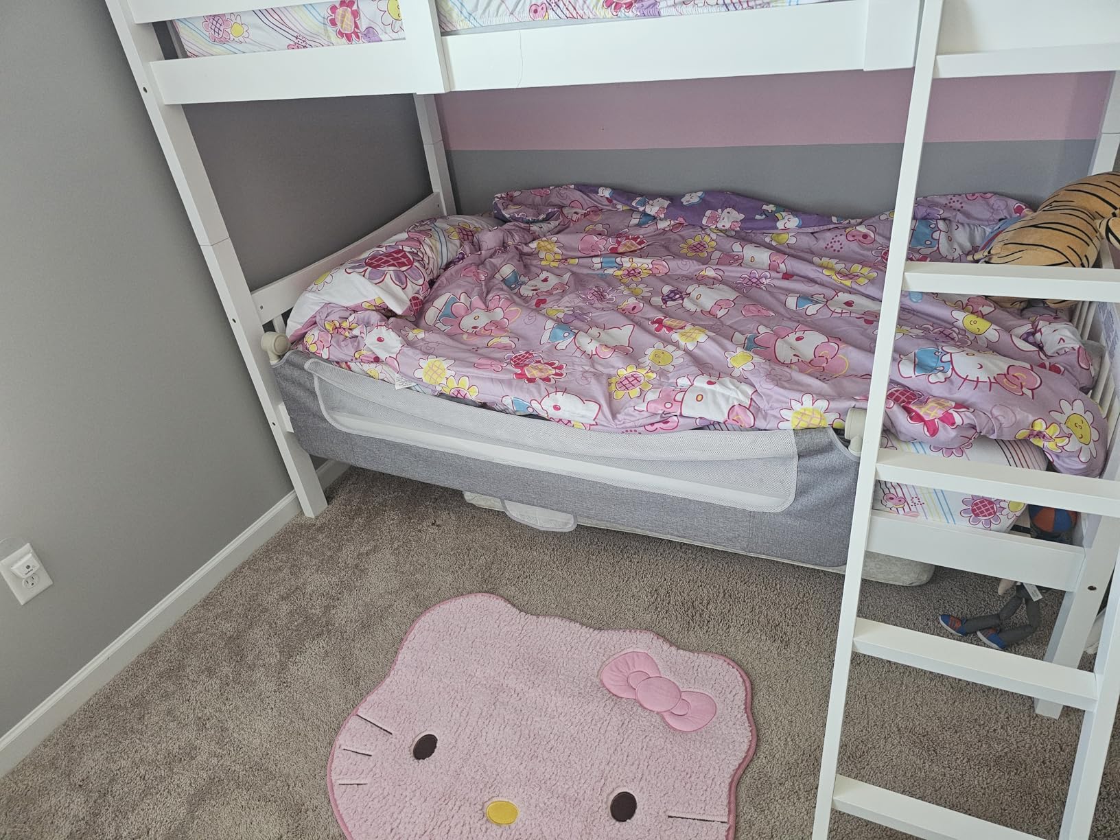 Bed Rail for Toddlers, 59 Inch Swing Down Toddler Bed Rails with Wider U-Shape Base, Breathable Baby Bed Rail Guard for King, Queen, Full, Twin Bed Rail for Baby customer photo 2