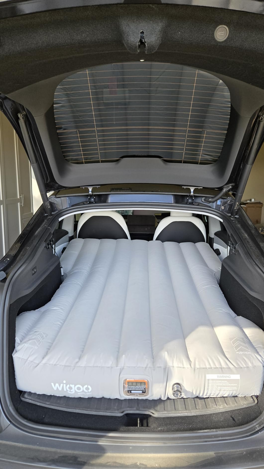 Wigoo 2026 Upgrade Air Mattress for Tesla Model Y [Click Self-Inflate, Home-Level Comfort] USB-C Charging Built-in Air Pump & Ergonomic Design with 2 Pillow, Camping for Tesla Model Y 2020-2026 customer photo 1