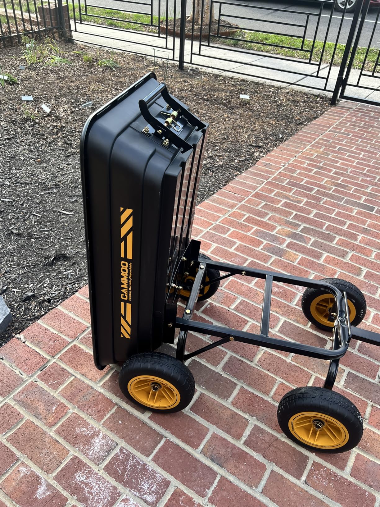 10-in NO-FLAT TIRES 600lb Heavy-Duty Garden Dump Cart 4 Cu.Ft. Utility Wagon with Quick-Release Dumping & Prime Grade 100% Virgin Polypropylene - Not Recycled Material for Landscaping Gardening customer photo 1
