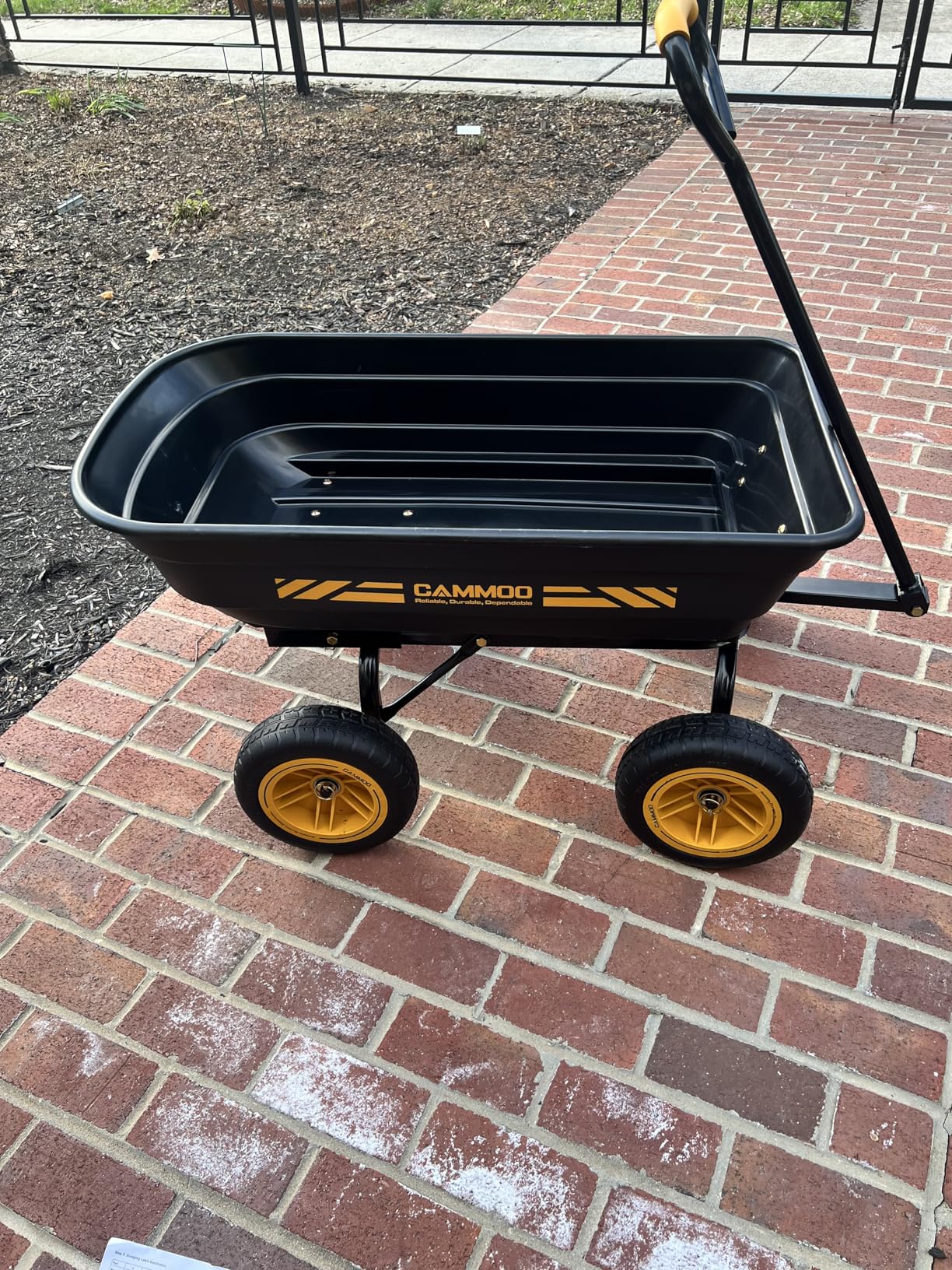 10-in NO-FLAT TIRES 600lb Heavy-Duty Garden Dump Cart 4 Cu.Ft. Utility Wagon with Quick-Release Dumping & Prime Grade 100% Virgin Polypropylene - Not Recycled Material for Landscaping Gardening customer photo 2