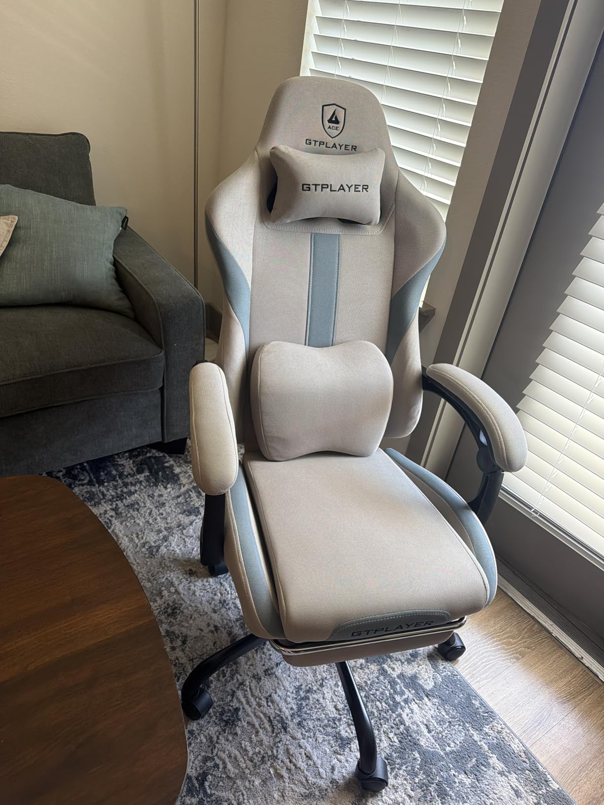GTPLAYER Gaming Chair with Foot Rest & Pocket Spring Cushion, Ergonomic High Back Computer Desk Chair with Headrest & Lumbar Support for Back Pain Relief, Breathable Fabric, Black customer photo 1