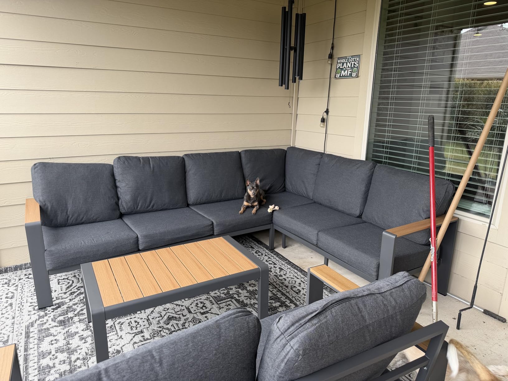 Aluminum Outdoor Patio Furniture Set 8 Seats, Outdoor Sectional Corner Sofa, Patio Conversation Set with Coffee Table & Washable Cushions, Furniture Set for Porch, Balcony, Deck, Graphite customer photo 1