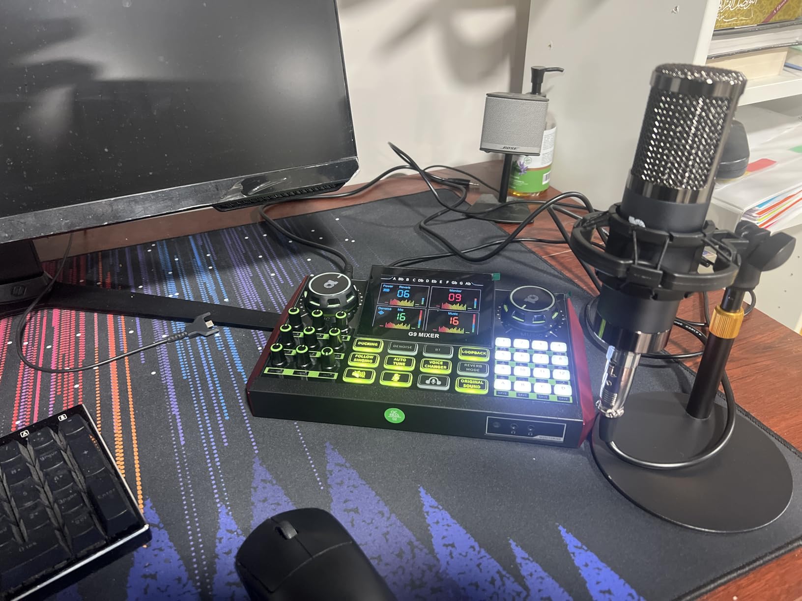 G9 Podcast Microphone Bundle with Live Sound Card Audio Mixer, Podcast Equipment Bundle Sound Board with 3.5mm Condenser Microphone for Pc/Phone Live Streaming Singing Gaming,Voice Changer, Denoise customer photo 2