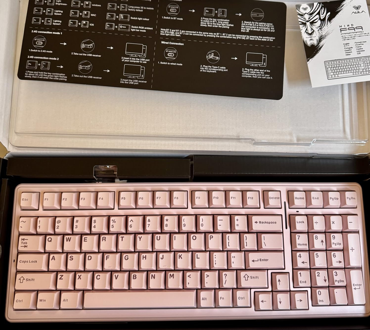 AULA F99 Wireless Mechanical Keyboard-Silent Version,Triple-Mode(BT5.0/2.4GHz/USB-C),Gasket Mounted,Hot Swappable Keyboard with Pre-lubed Linear Switches,RGB Backlit PC Gaming Keyboards for Win/Mac customer photo 2