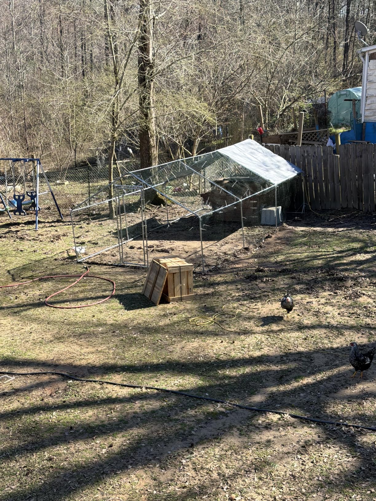 Aoxun Large Metal Chicken Coop, Outdoor Chicken Runs for Yard with Cover, Spire Roof Hen House Enclosure with Security Lock, Walk-in Cage Peak Hen House (10x20x6.4 FT) customer photo 1