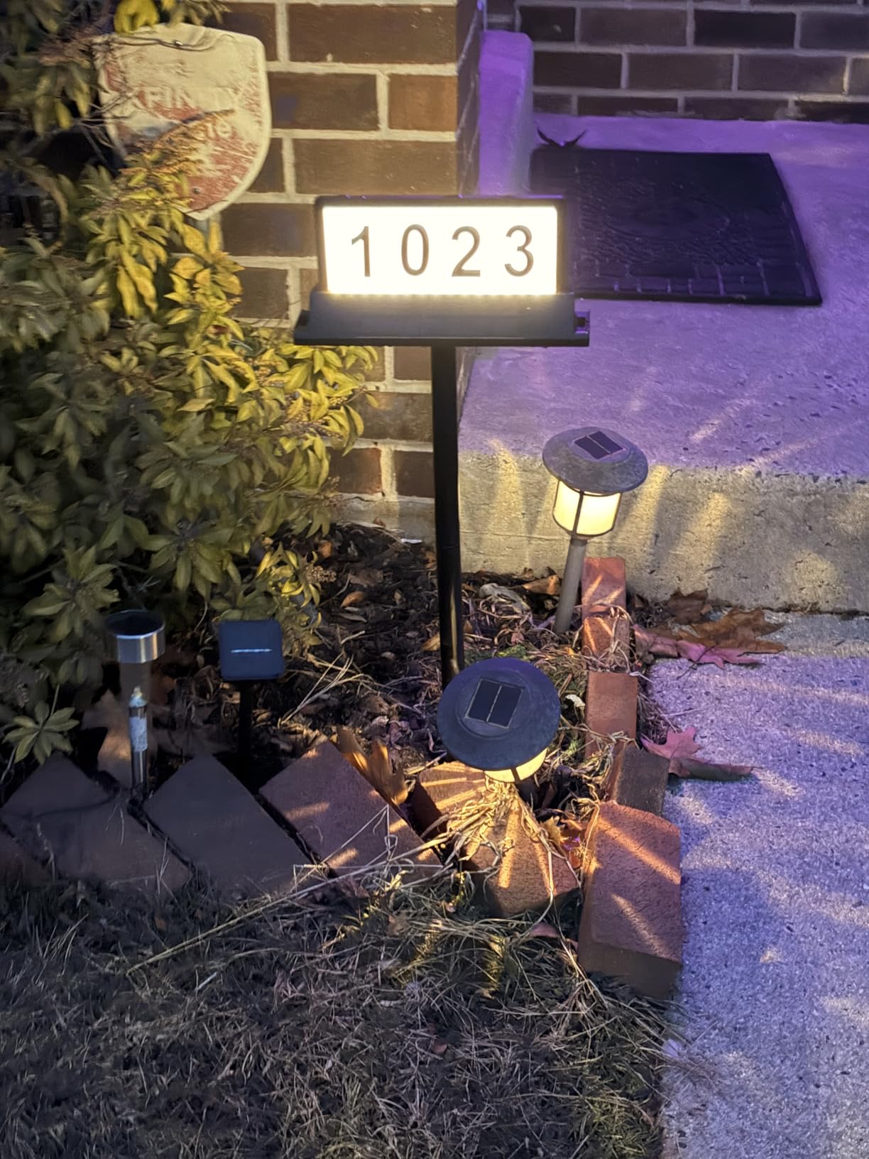 Solar Address Sign for House Numbers - Dual-Sided LED & Dual-Sided Solar Panels, 3 Color Modes, IP65 Waterproof Address Plaque, Strong Magnetic/Stake/Wall Mount, Dusk-to-Dawn for Mailbox Yard Driveway customer photo 2
