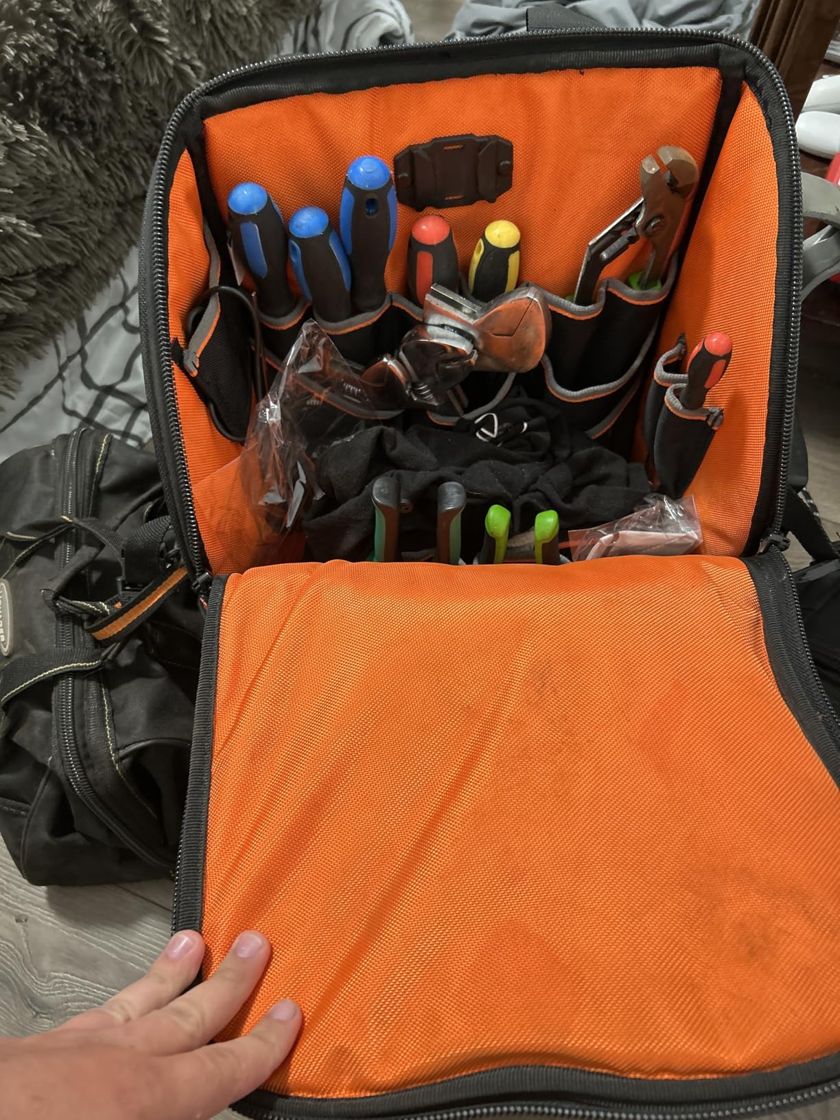 Klein Tools 62804 Tool Runner Tool Bag Organizer for Electricians, HVAC, Plumbers, Technicians, 39 Pockets, Opens Both Sides customer photo 2