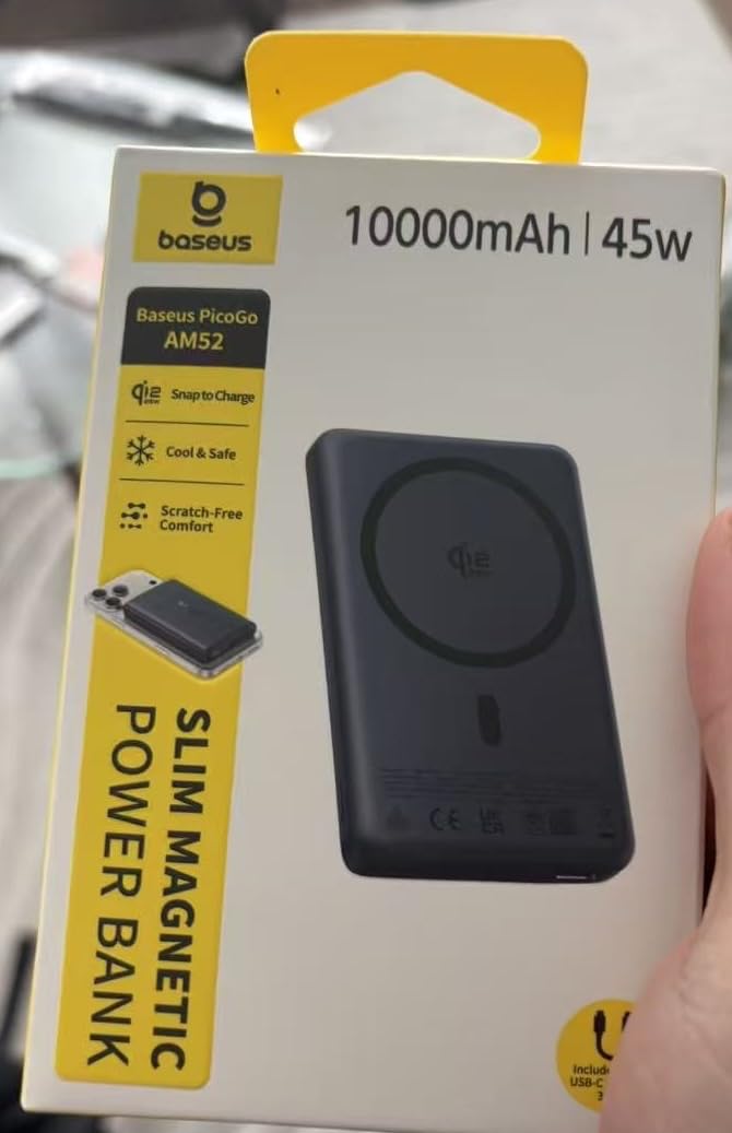 Baseus Picogo AM52 MagSafe Power Bank, Qi2.2 25W 10,000mAh Magnetic Portable Charger, 0.6