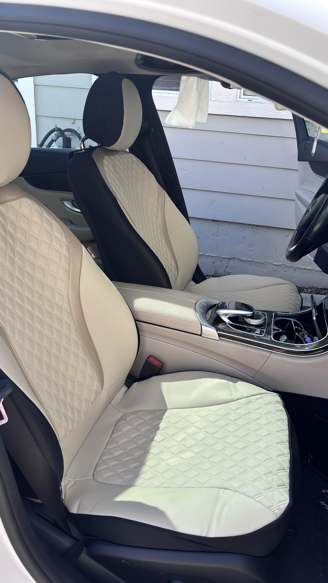 Coverado Seat Covers Full Set, Luxury Leather Car Seat Cover with Carbon Fiber Accents Design, Spill-Proof Durable Black Automotive Seat Covers, Front and Rear Seat Protectors Universal Fit Most Cars customer photo 1