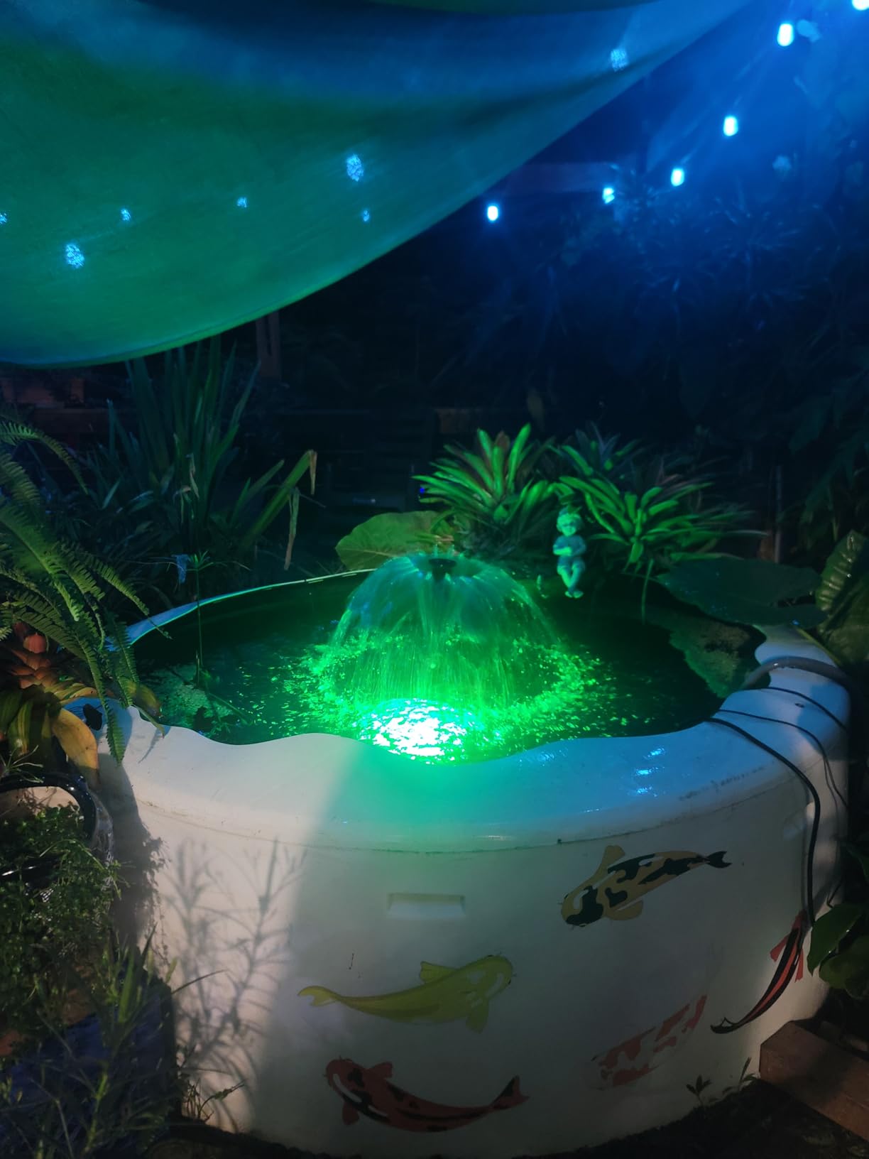 POPOSOAP Pond Filter with U-V Clarifier, 660GPH 40W Pond Pump and Filter Kit with RGB LED Lights, All-in-One Pond Fountain for Outdoor Ponds Up to 1300 Gallons customer photo 1